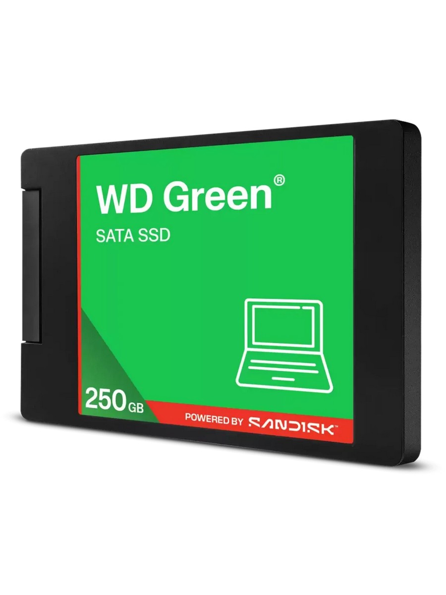 Накопитель SSD WD 250Gb Green (2.5", SATA-III, R/W 545/510MB/s, MTTF 2000000 hrs) (WDS250G5G0A)