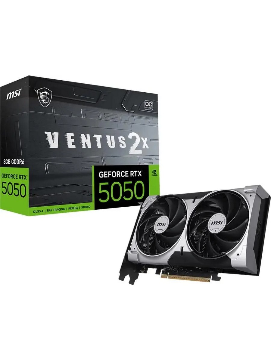 Видеокарта MSI nVidia GeForce RTX 5050 8G VENTUS 2X (8Gb, GDDR6, 128 bit, 3xDP+HDMI, RTL) (RTX 5050 8G VENTUS 2X)