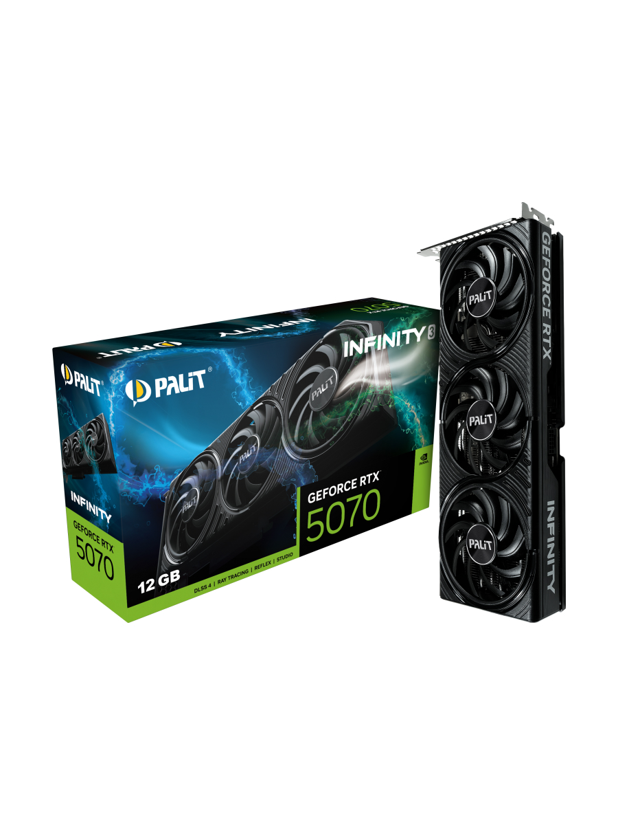 Видеокарта PALIT nVidia GeForce RTX 5070 Infinity 3 (12Gb, GDDR7, 192bit DPx3+HDMI, RTL) (NE75070019K9-GB2050S)