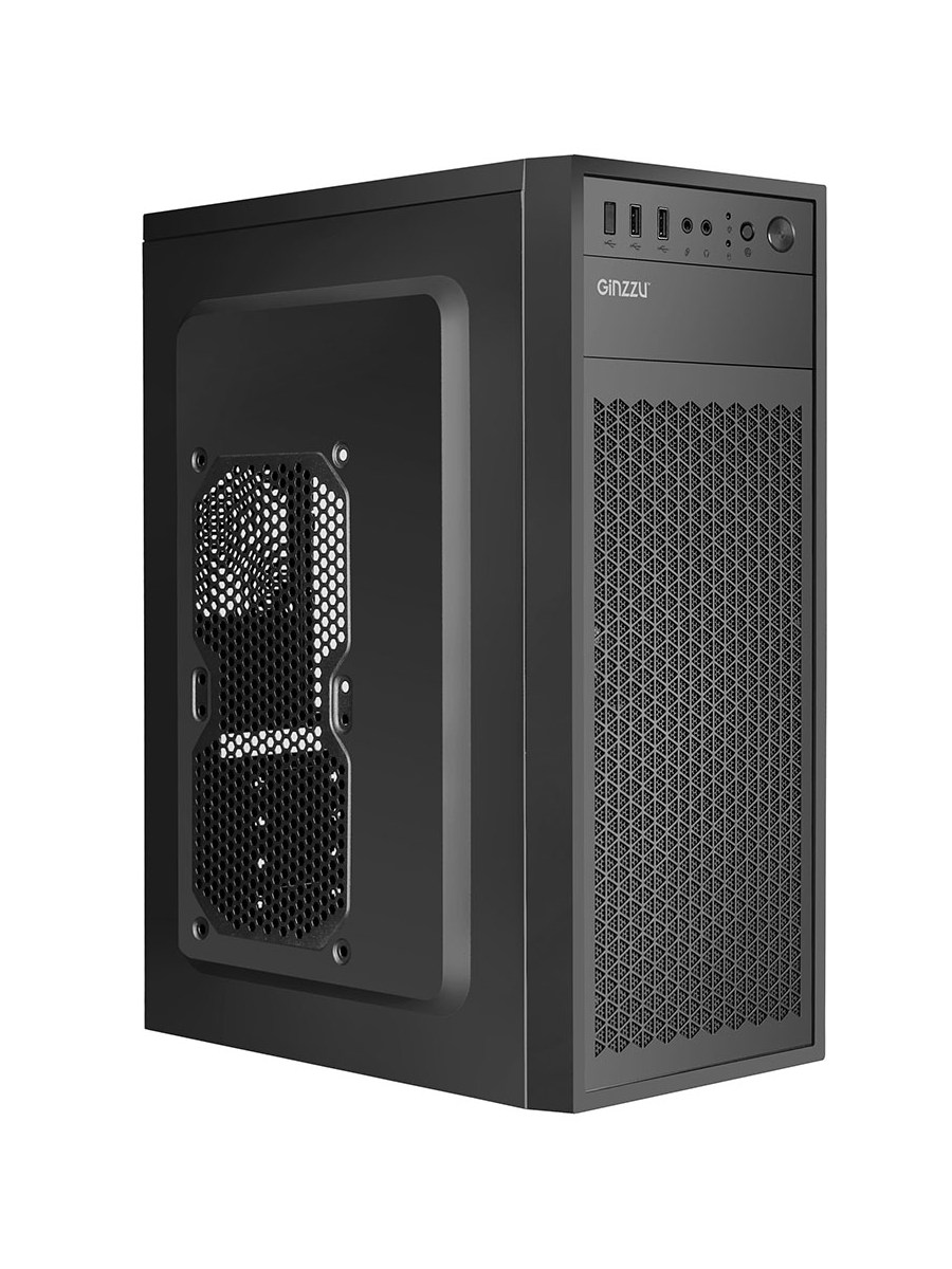 Корпус GINZZU MidiTower A400 черный (ATX, без БП, 2xUSB2.0, no fan) (Ginzzu A400)