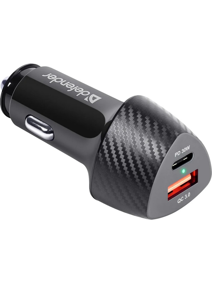 Зарядное устройство автомобильное DEFENDER UCA-92 черный (48Вт, USB Type-A, USB Type-C) (83851)