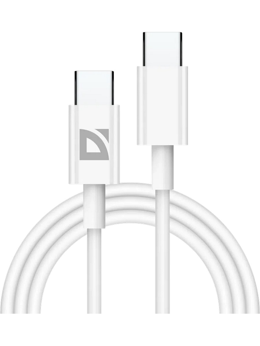 Кабель USB Type-C DEFENDER F182 белый (1м, USB Type-C/USB Type-C, 60Вт, пакет) (87508)