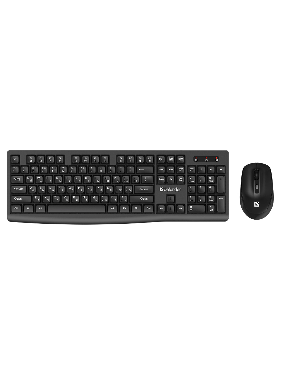 Комплект клавиатура+мышь беспроводной DEFENDER Seoul (Сеул) C-972 черный (USB, 1600dpi) (45972)