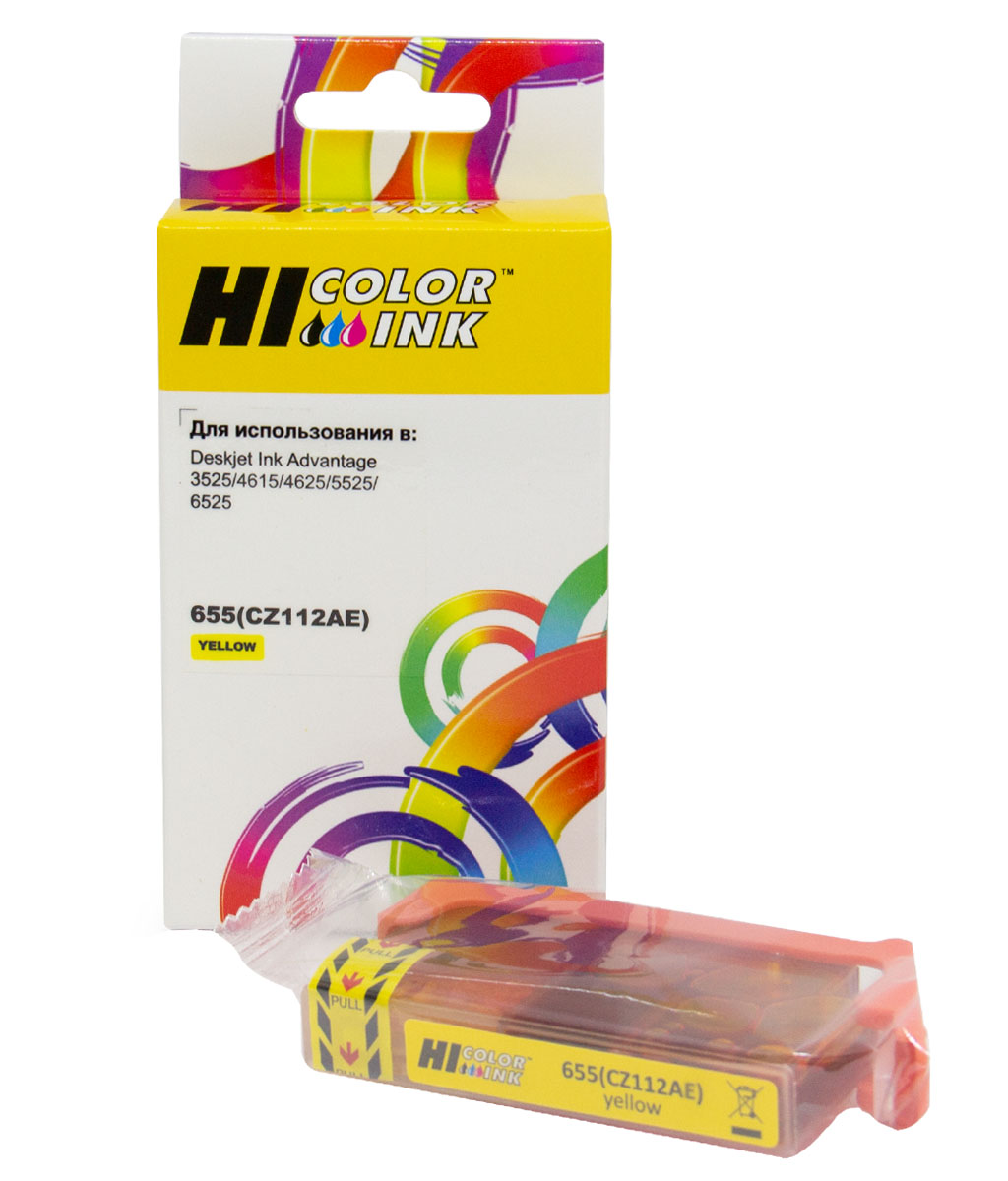 Картридж Hi-Black (HB-CZ112AE) для HP DJ IA 3525/5525/4615/4525, №655, Y