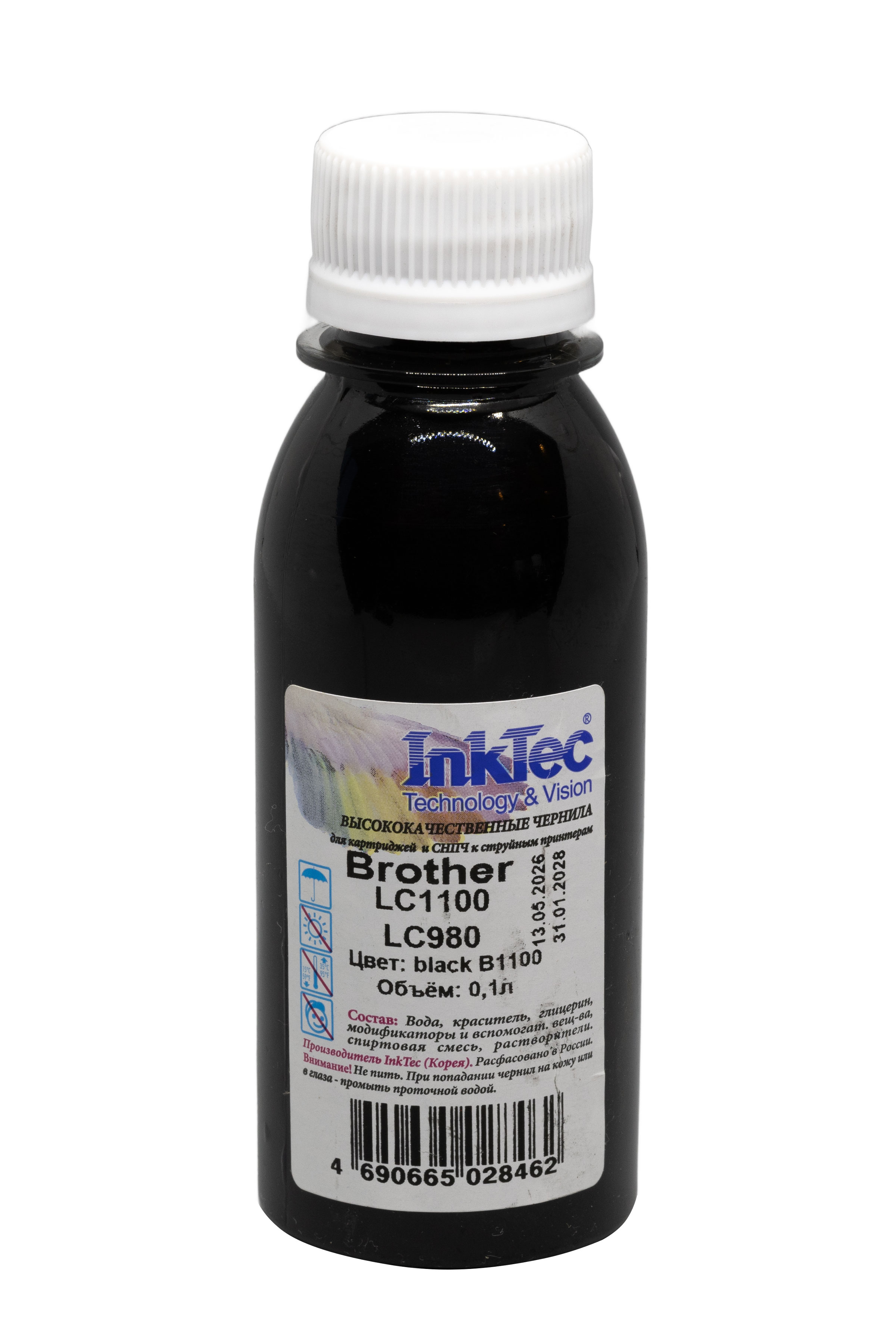 Чернила InkTec (B1100) для Brother LC1100/ LC980, Bk,  0,1л