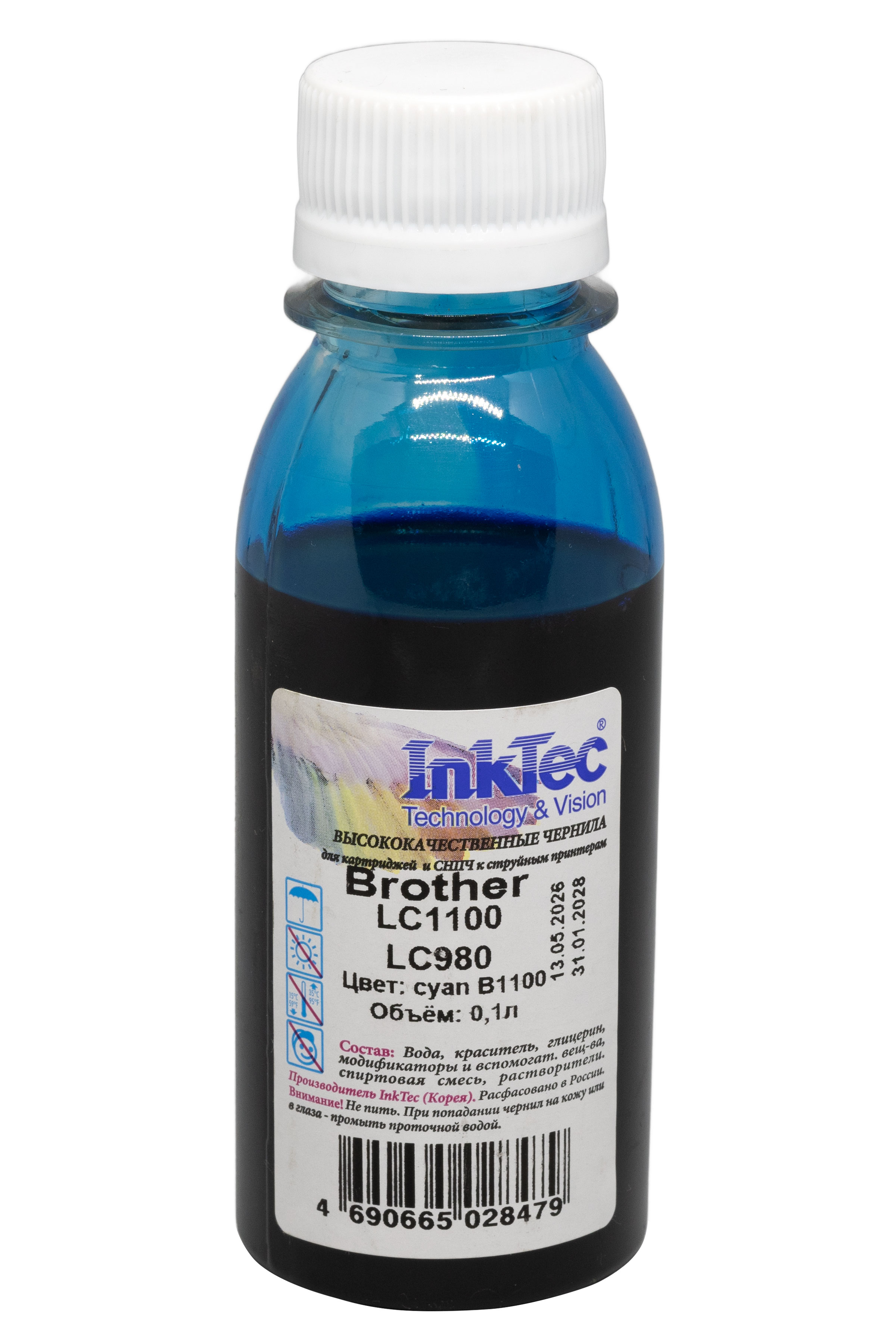 Чернила InkTec (B1100) для Brother LC1100/ LC980, C,  0,1л