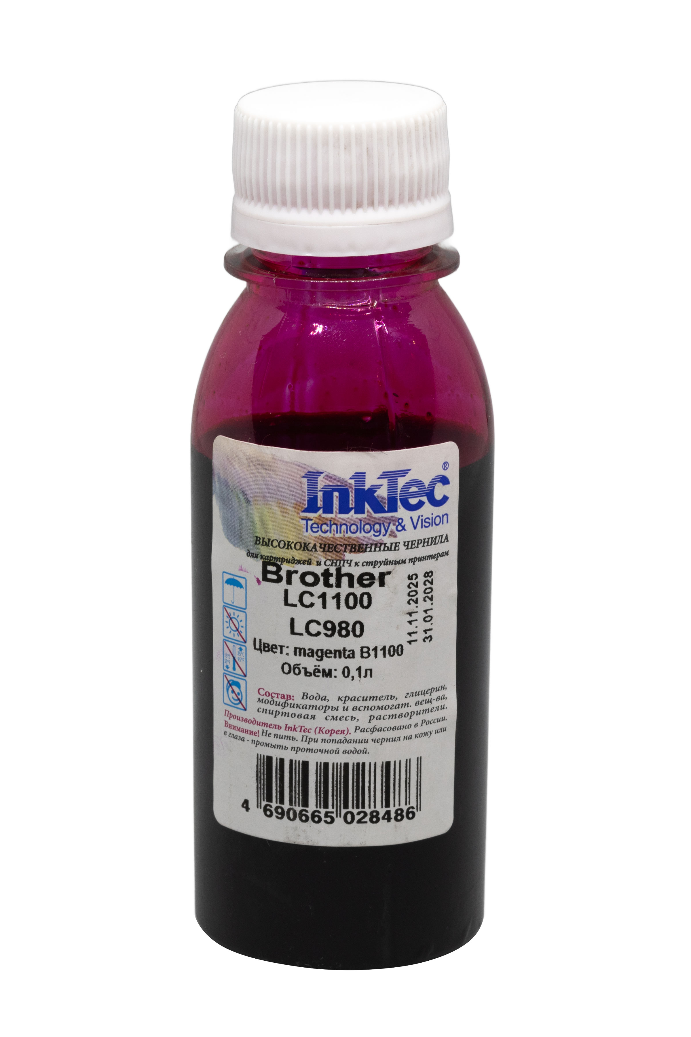 Чернила InkTec (B1100) для Brother LC1100/ LC980, M,  0,1л