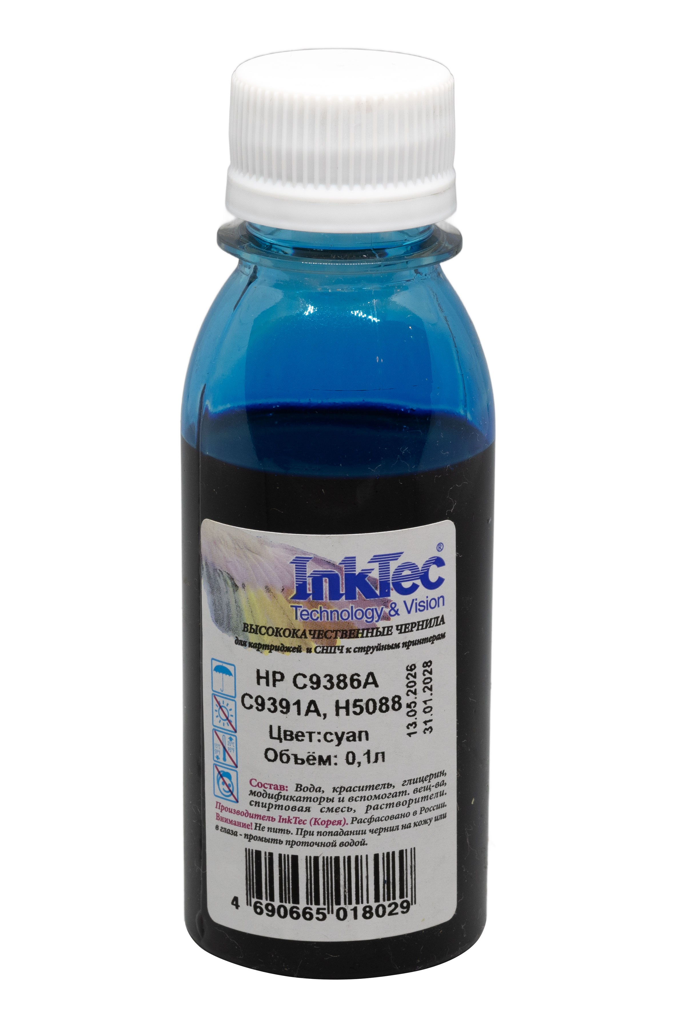Чернила InkTec (H5088) для HP C9386A/ C9391A, C, 0,1 л.