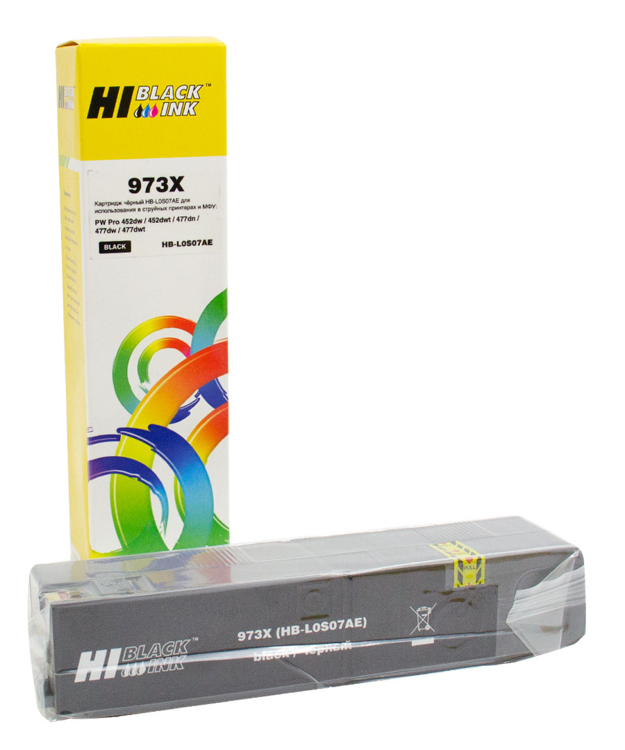 Картридж Hi-Black (L0S07AE) для HP PW Pro477dw/452dw 973X, BK
