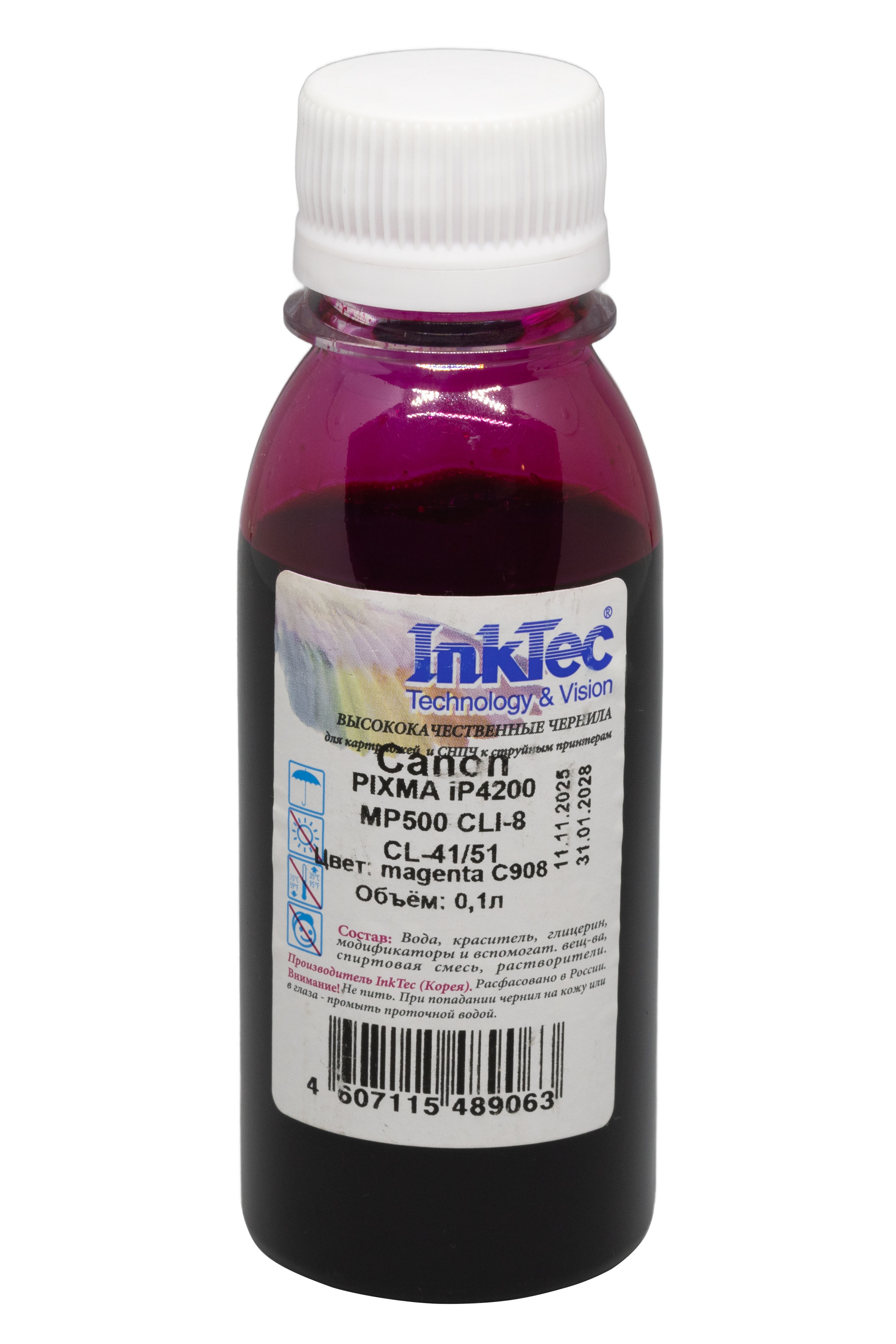 Чернила InkTec (C908) для Canon PIXMA iP4200/MP500 (CLI-8/CL-41/51), M, 0,1 л.
