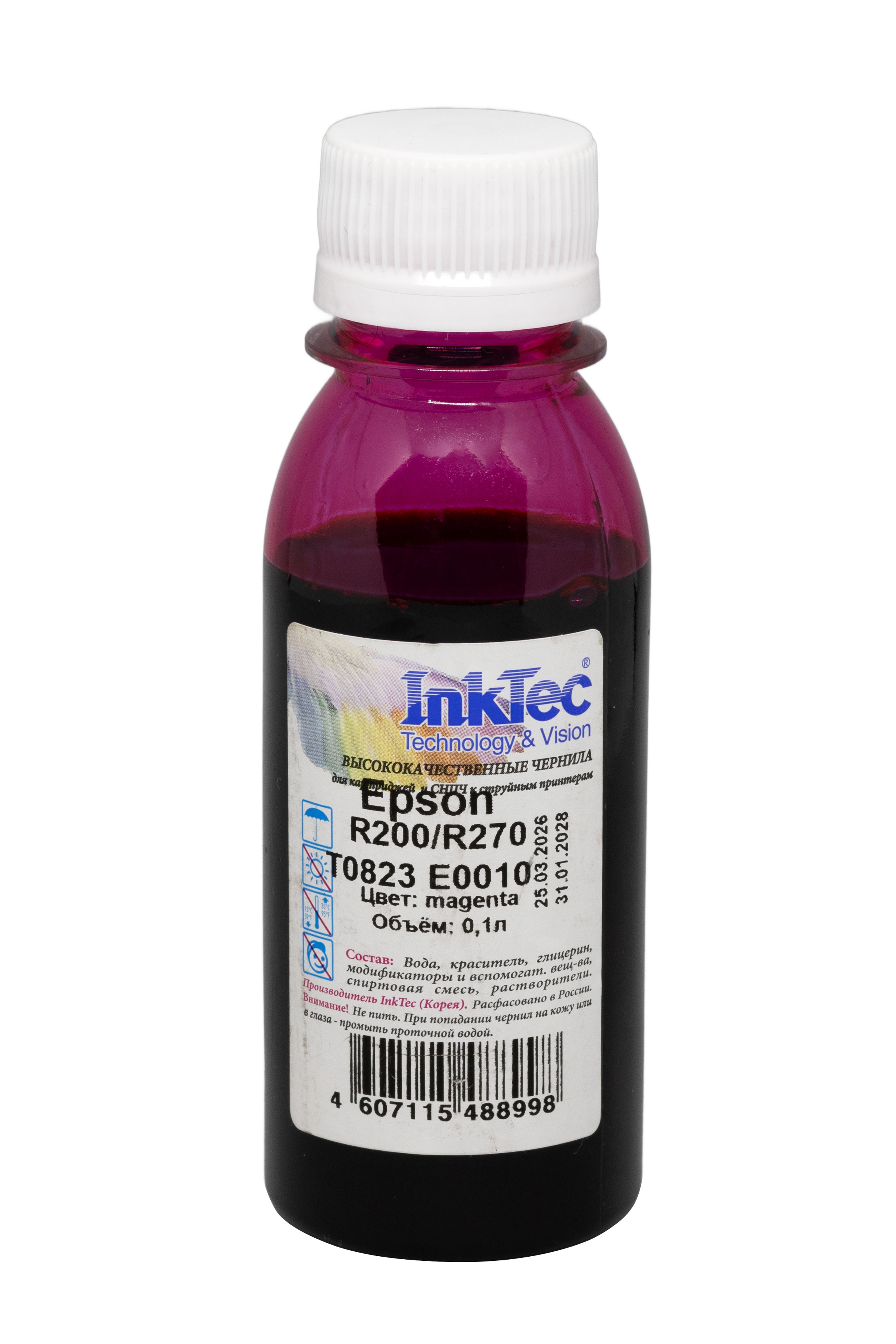 Чернила InkTec (E0010) для Epson R200/R270 (T0823), M, 0,1 л.