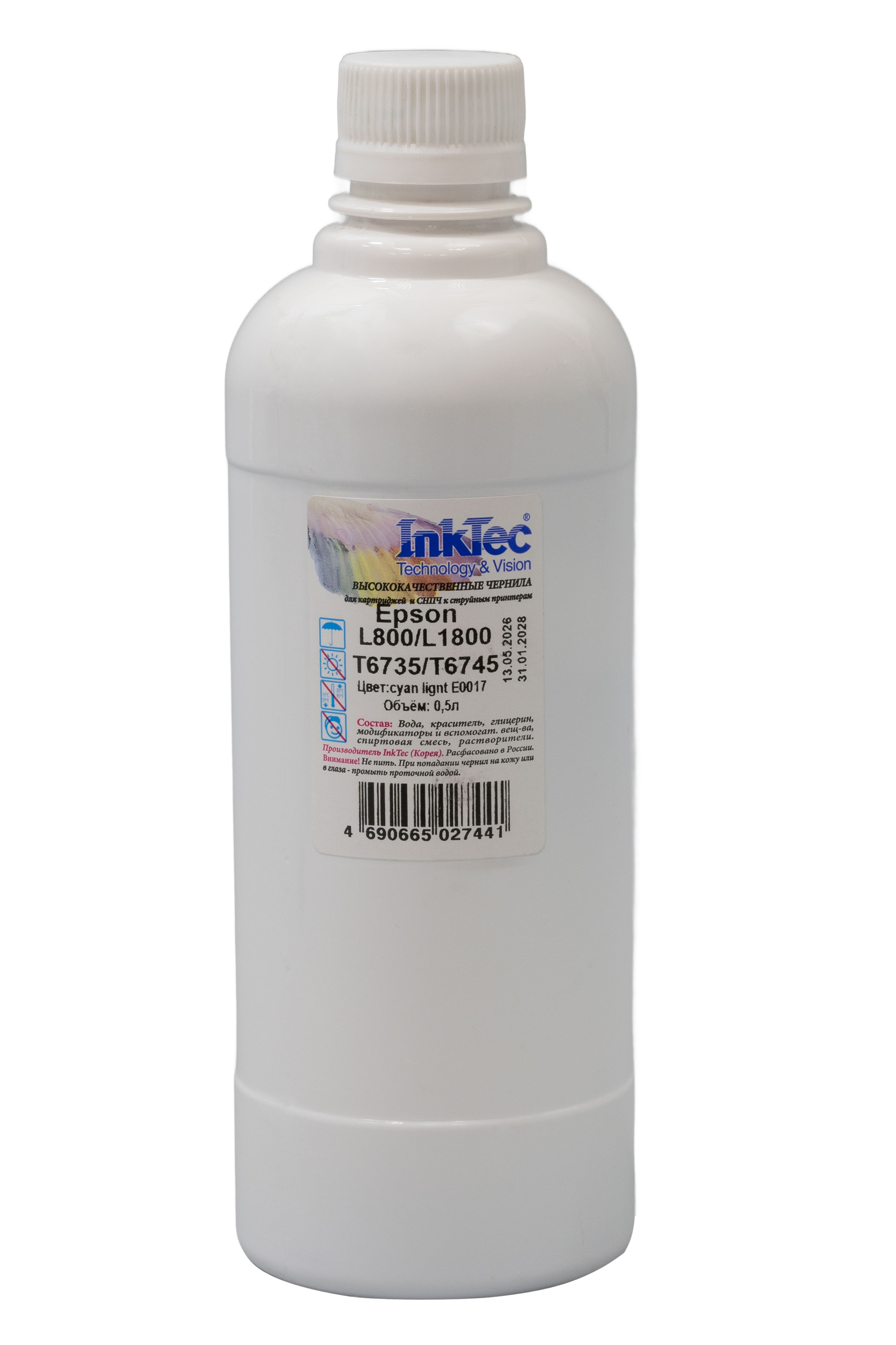 Чернила InkTec (E0017) для Epson L800/L1800 (T6735/ T6745), CL, 0,5 л.