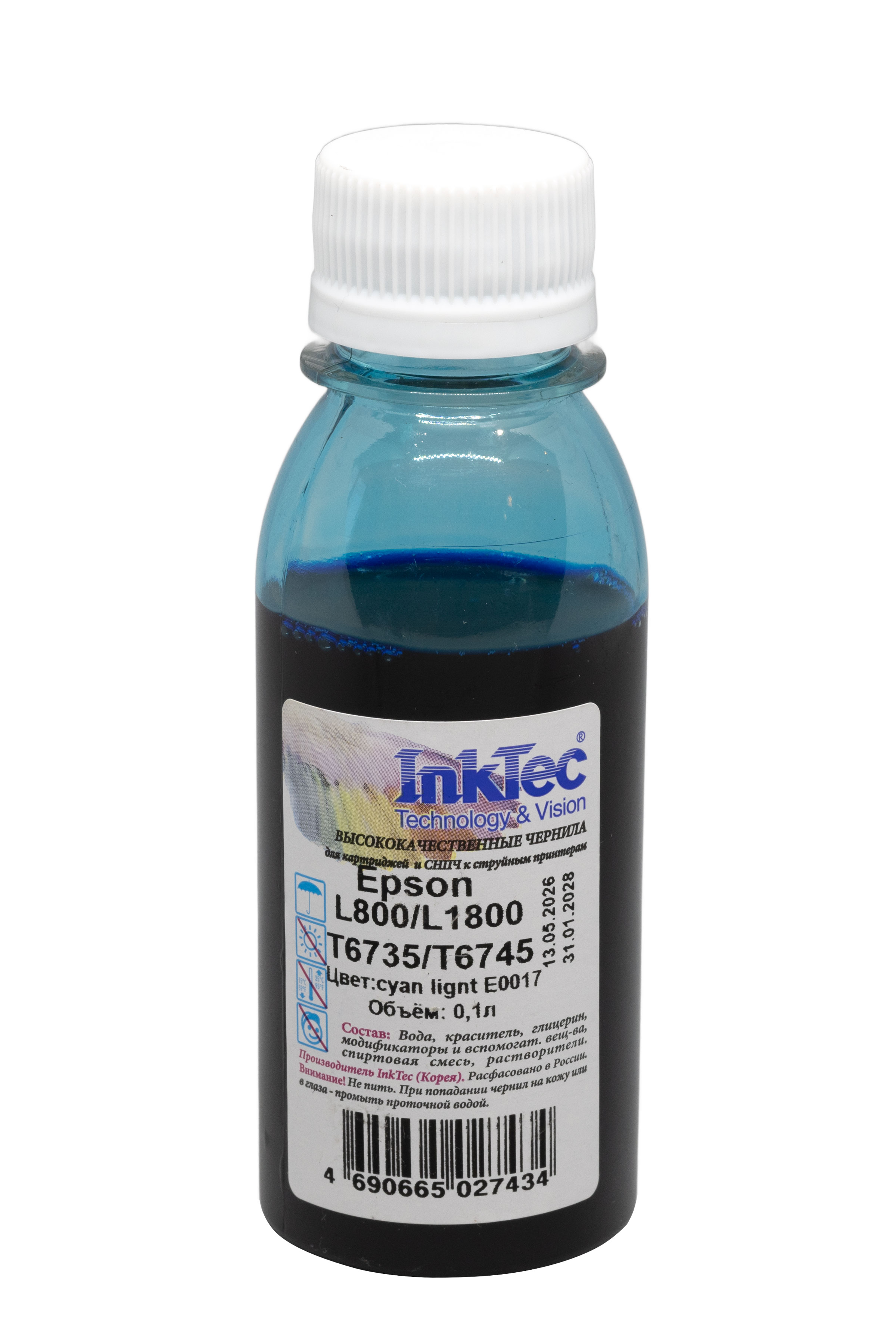 Чернила InkTec (E0017) для Epson L800/L1800 (T6735/ T6745), CL, 0,1 л.