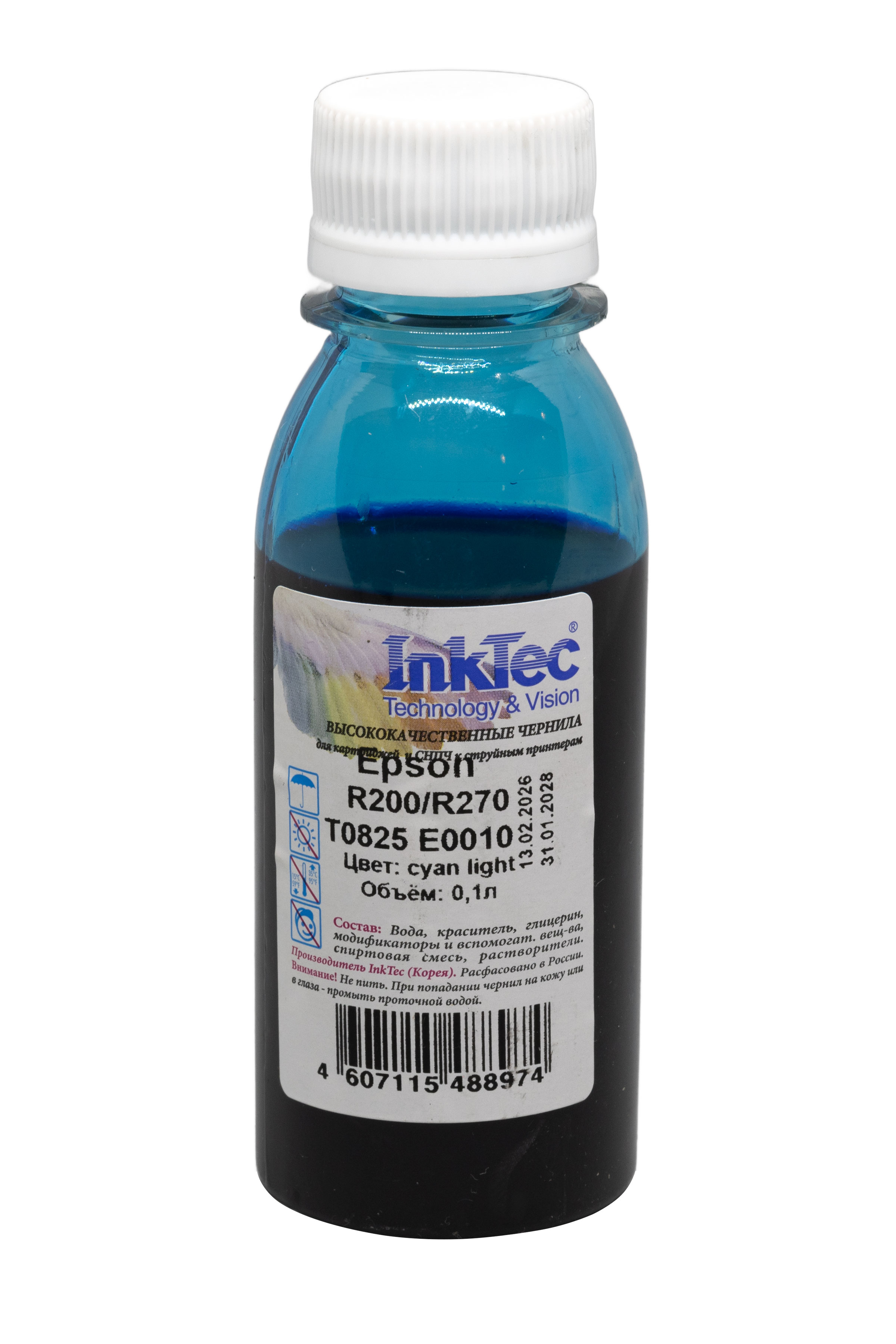 Чернила InkTec (E0010) для Epson R200/R270 (T0825), CL, 0,1 л.