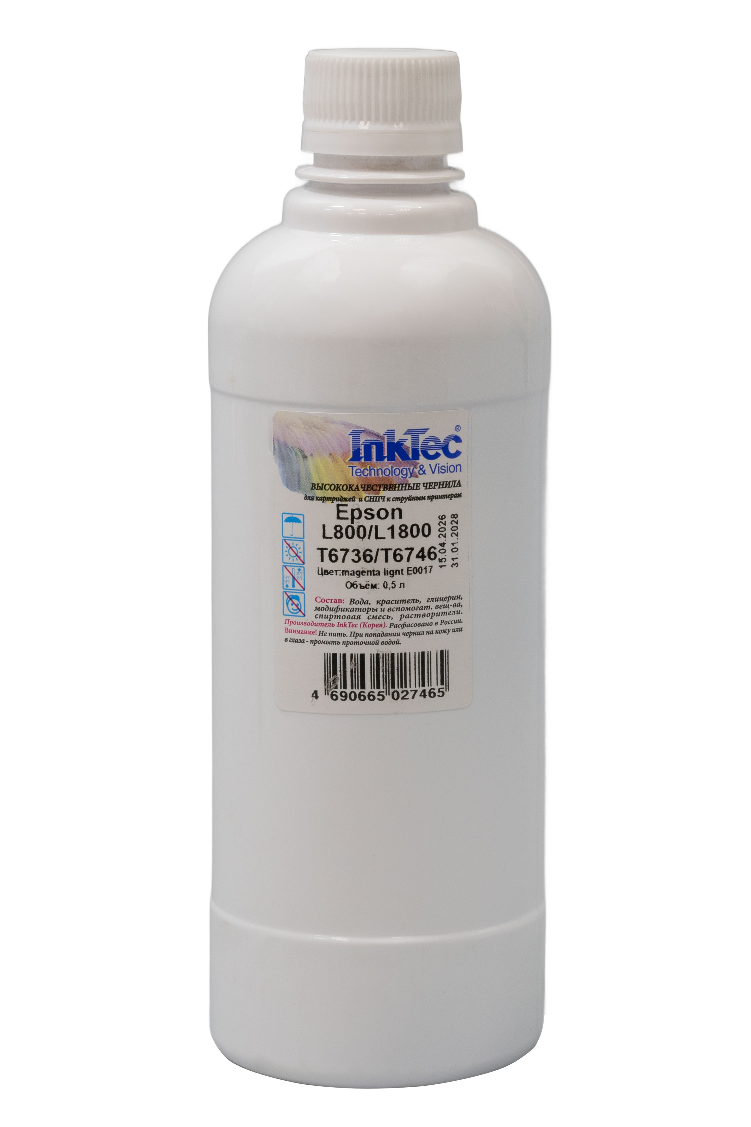 Чернила InkTec (E0017) для Epson L800/L1800 (T6736/ T6746), ML, 0,5 л.