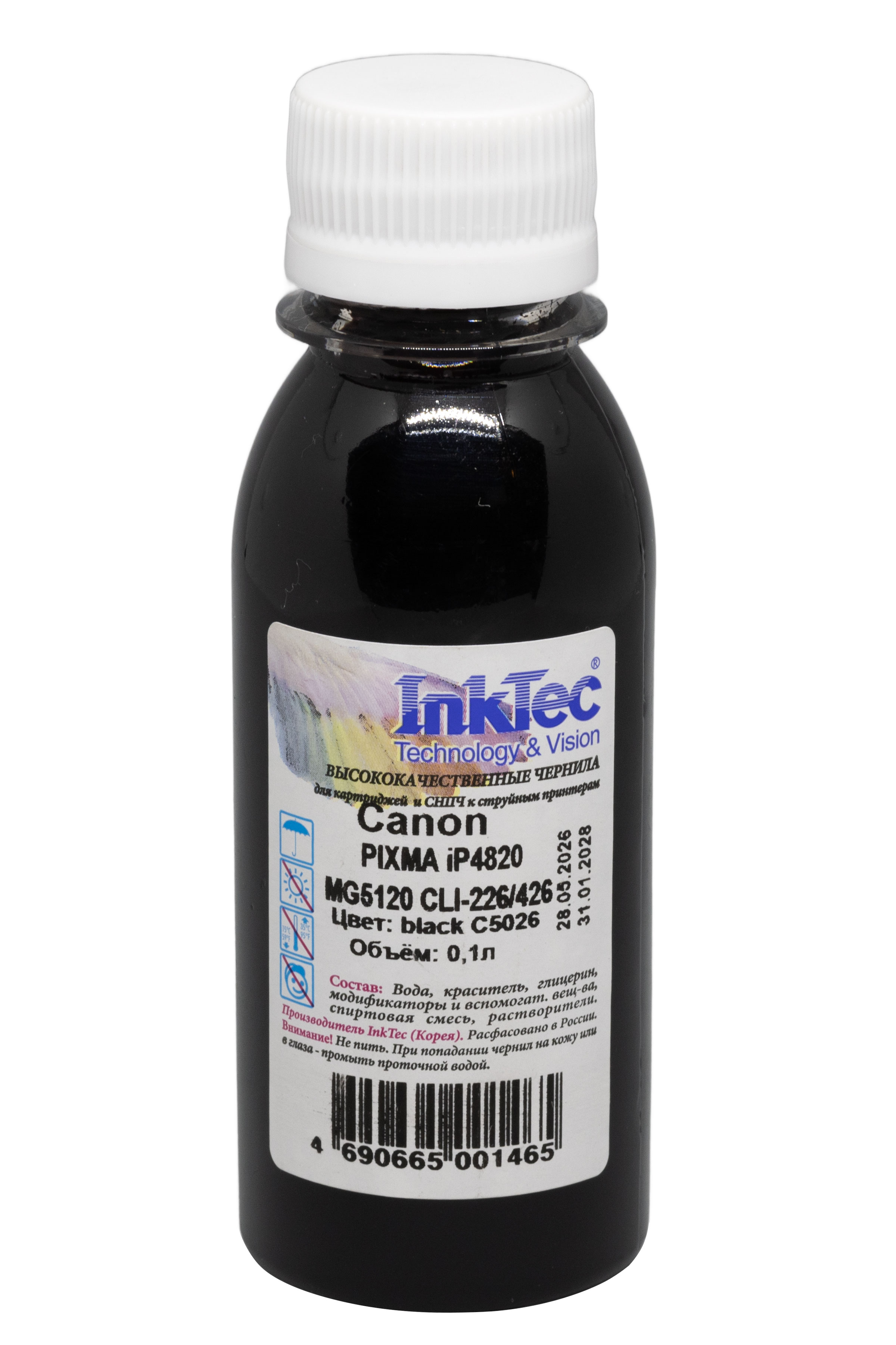 Чернила InkTec (C5026) для Canon PIXMA iP4820/MG5120 (CLI-226/426), Bk, 0,1 л.