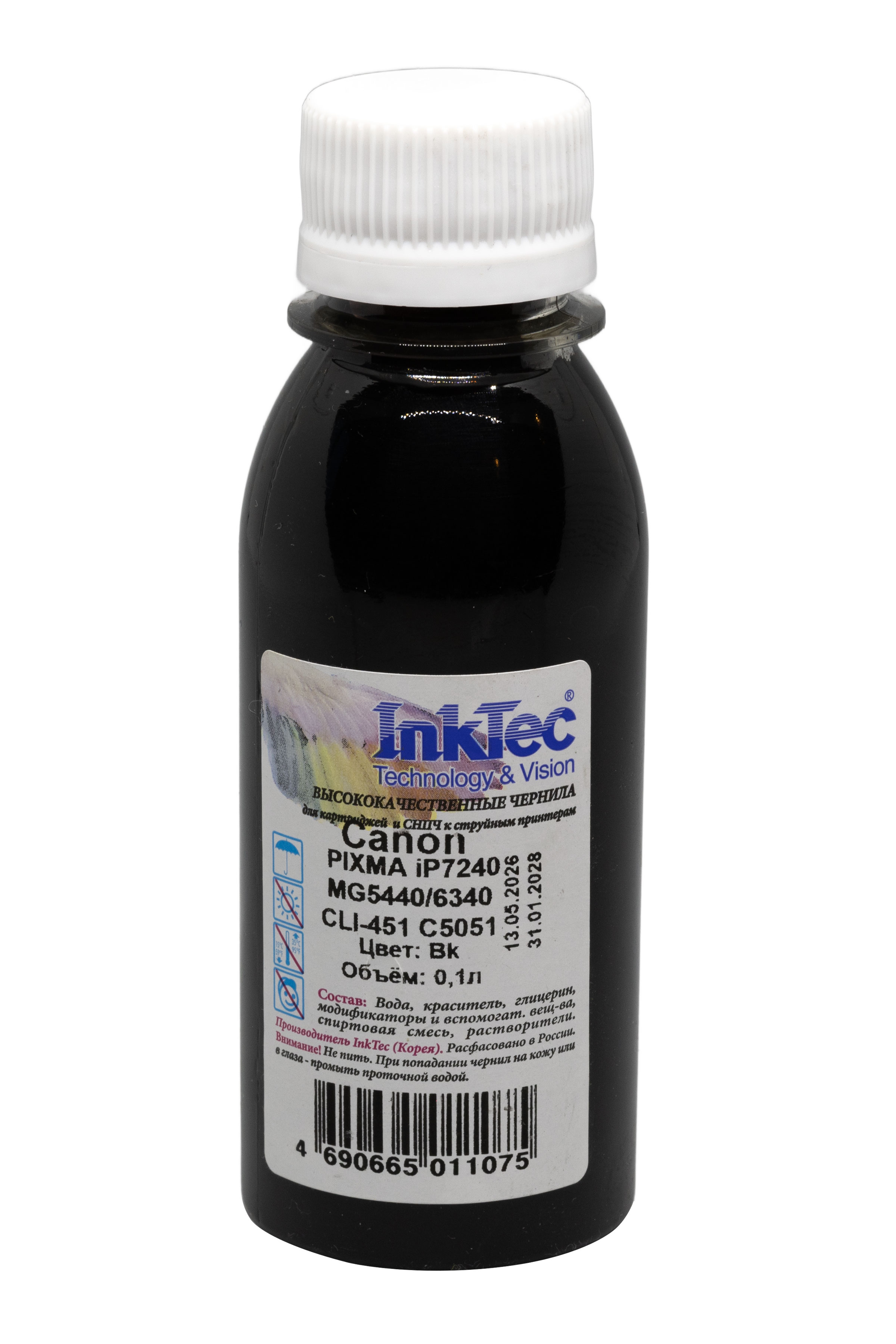 Чернила InkTec (C5051) для Canon PIXMA iP7240/MG5440/6340 (CLI-451), Bk, 0,1 л.