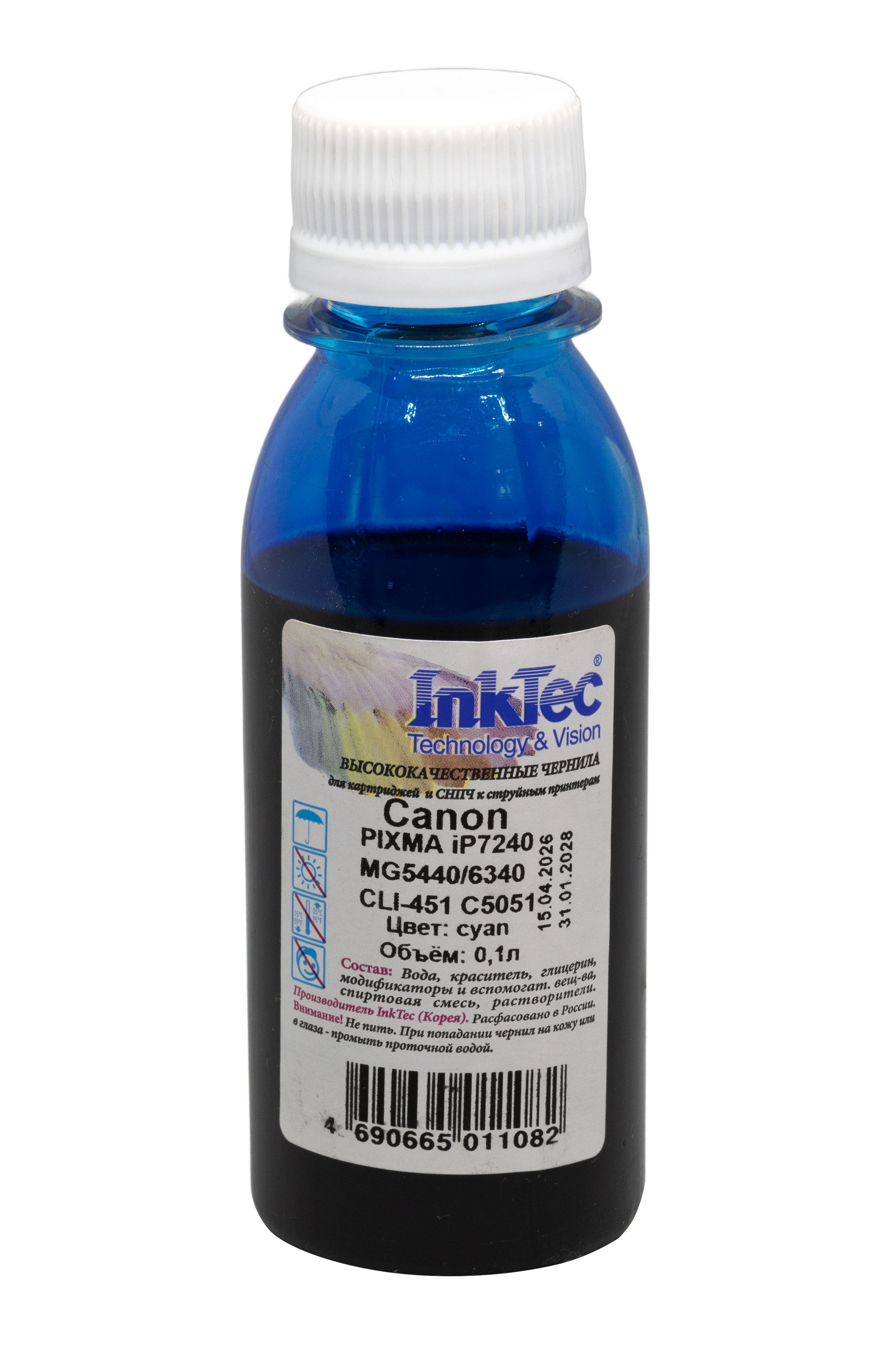 Чернила InkTec (C5051) для Canon PIXMA iP7240/MG5440/6340 (CLI-451), C, 0,1 л.