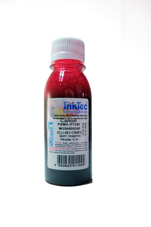 Чернила InkTec (C5051) для Canon PIXMA iP7240/MG5440/6340 (CLI-451), M, 0,1 л.