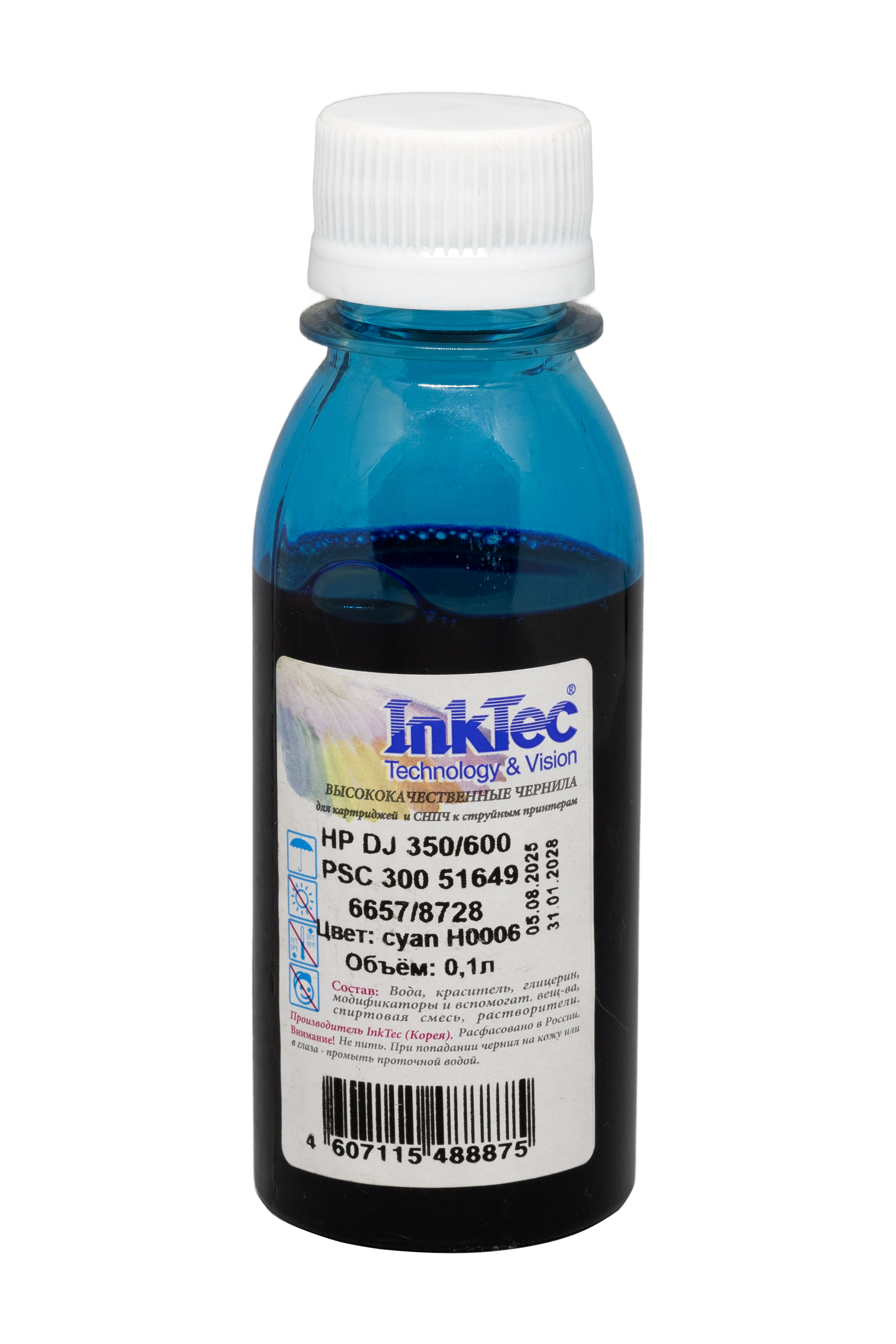 Чернила InkTec (H0006) для HP DJ 350/600/ PSC 300 (51649/6657/8728), C, 0,1 л.
