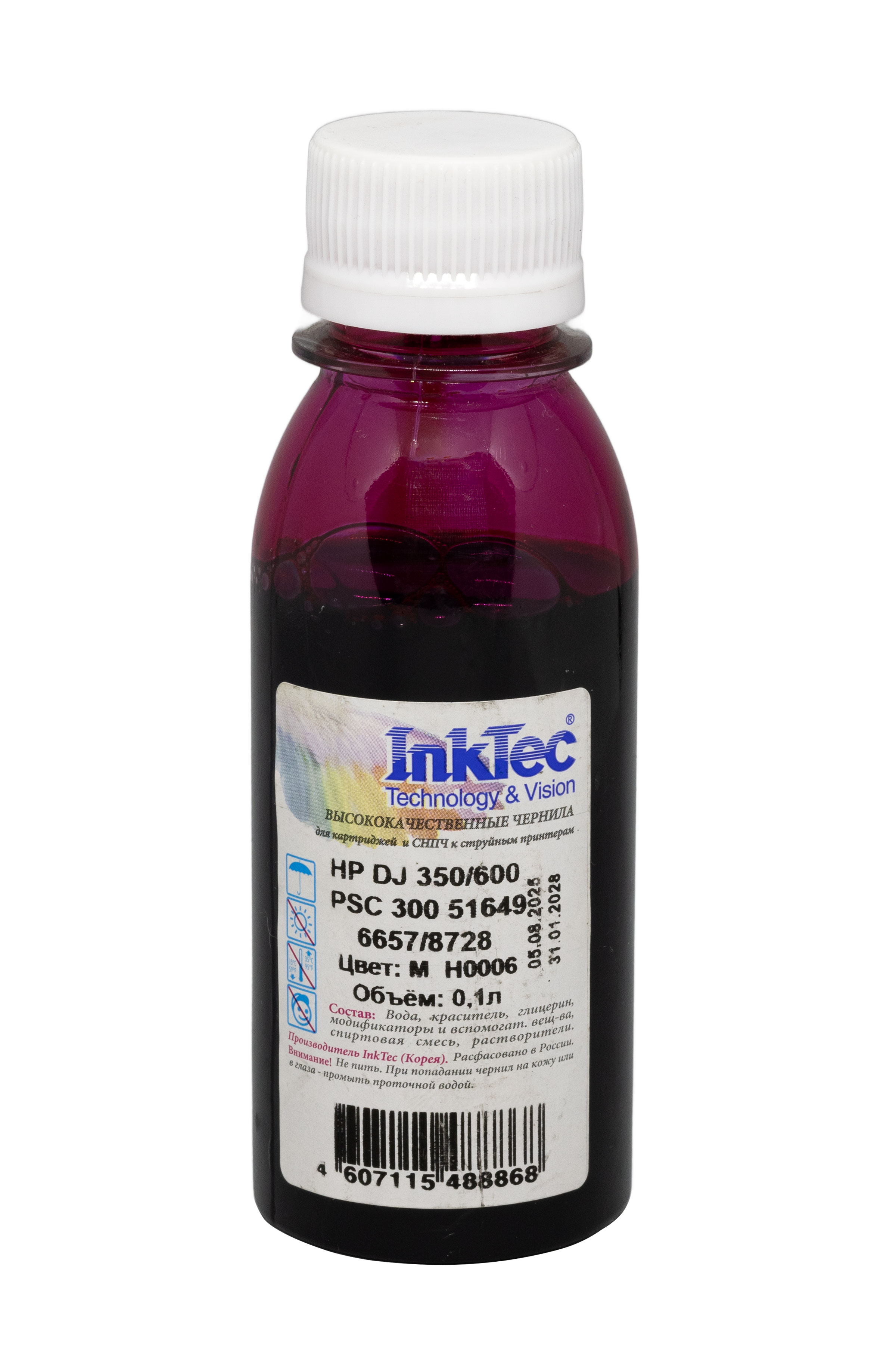 Чернила InkTec (H0006) для HP DJ 350/600/ PSC 300 (51649/6657/8728), M, 0,1 л.