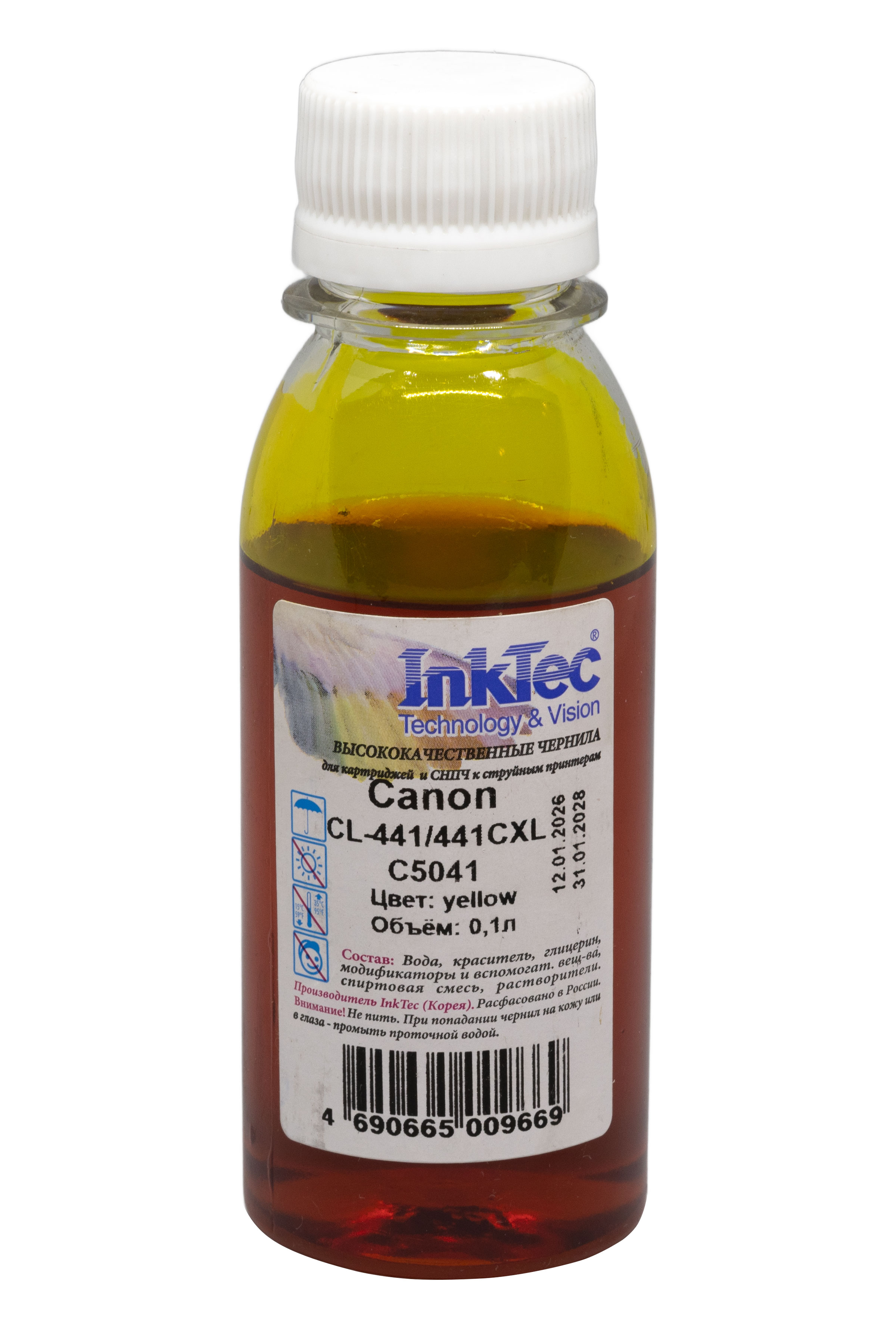 Чернила InkTec (C5041) для Canon CL-441/441CXL, Y, 0,1 л.