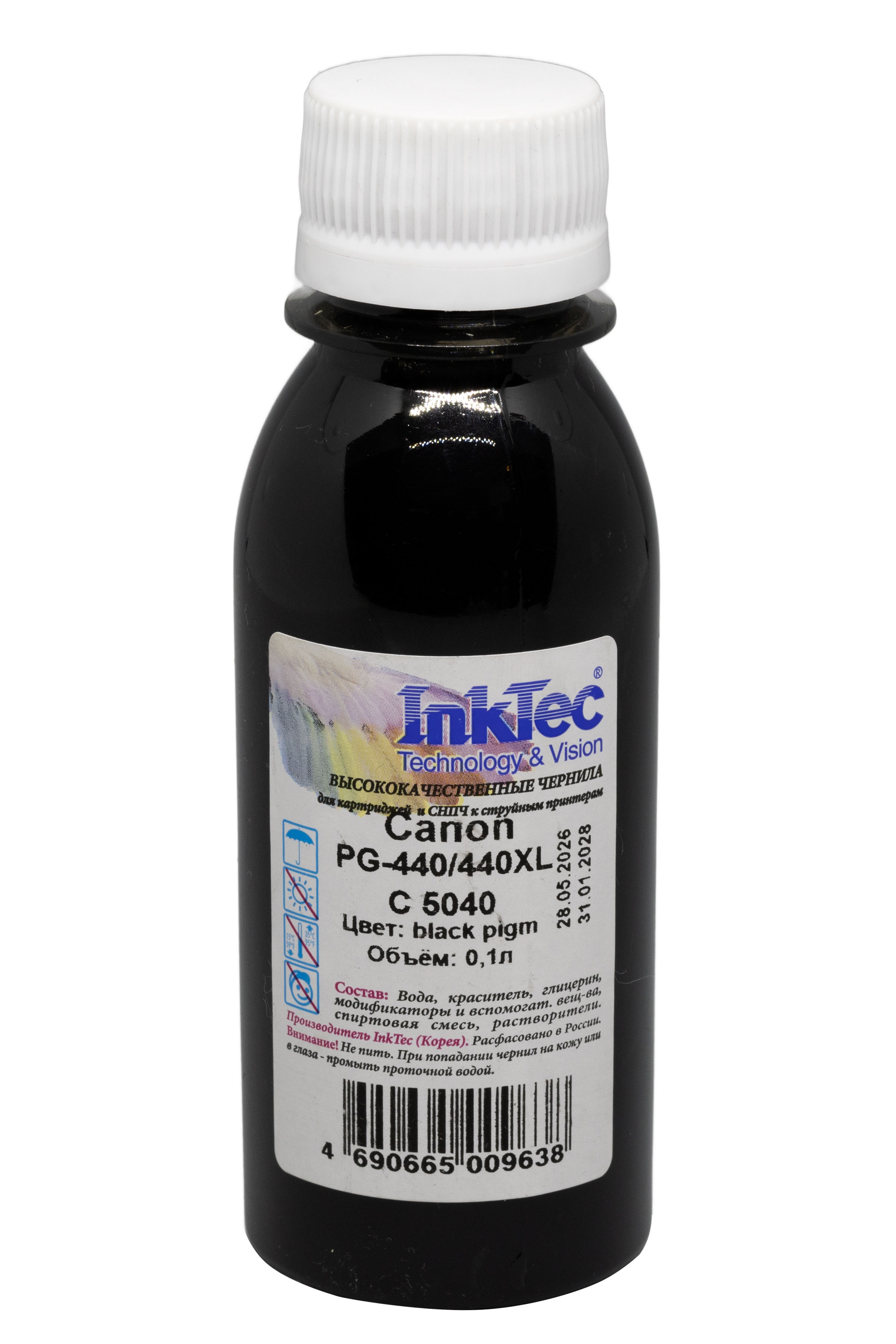 Чернила InkTec (C5040) для Canon PG-440/440XL, Пигментные, Bk, 0,1 л.