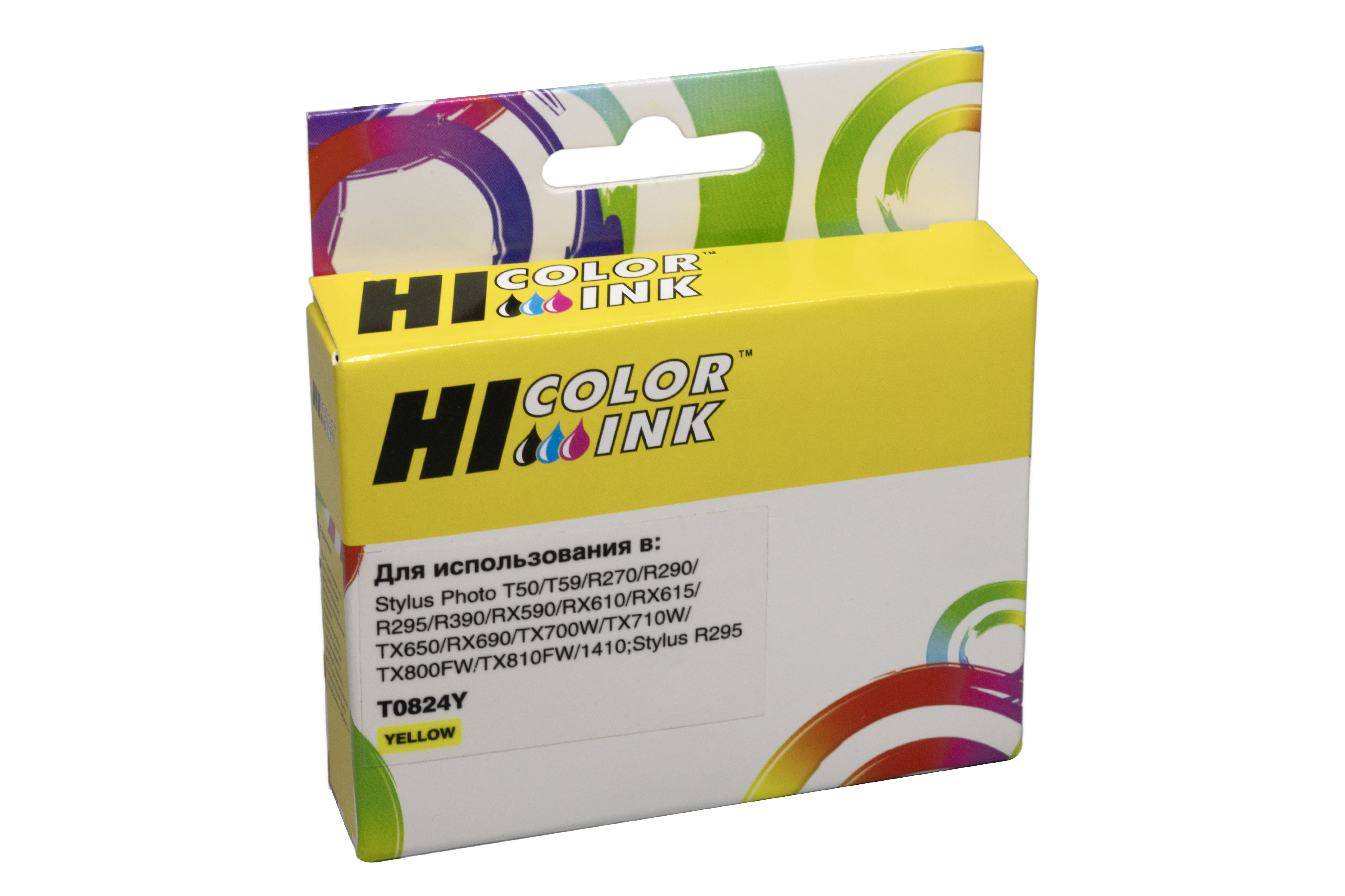 Картридж Hi-Black (HB-T0824) для Epson Stylus R270/295/390/RX590/T50, Y