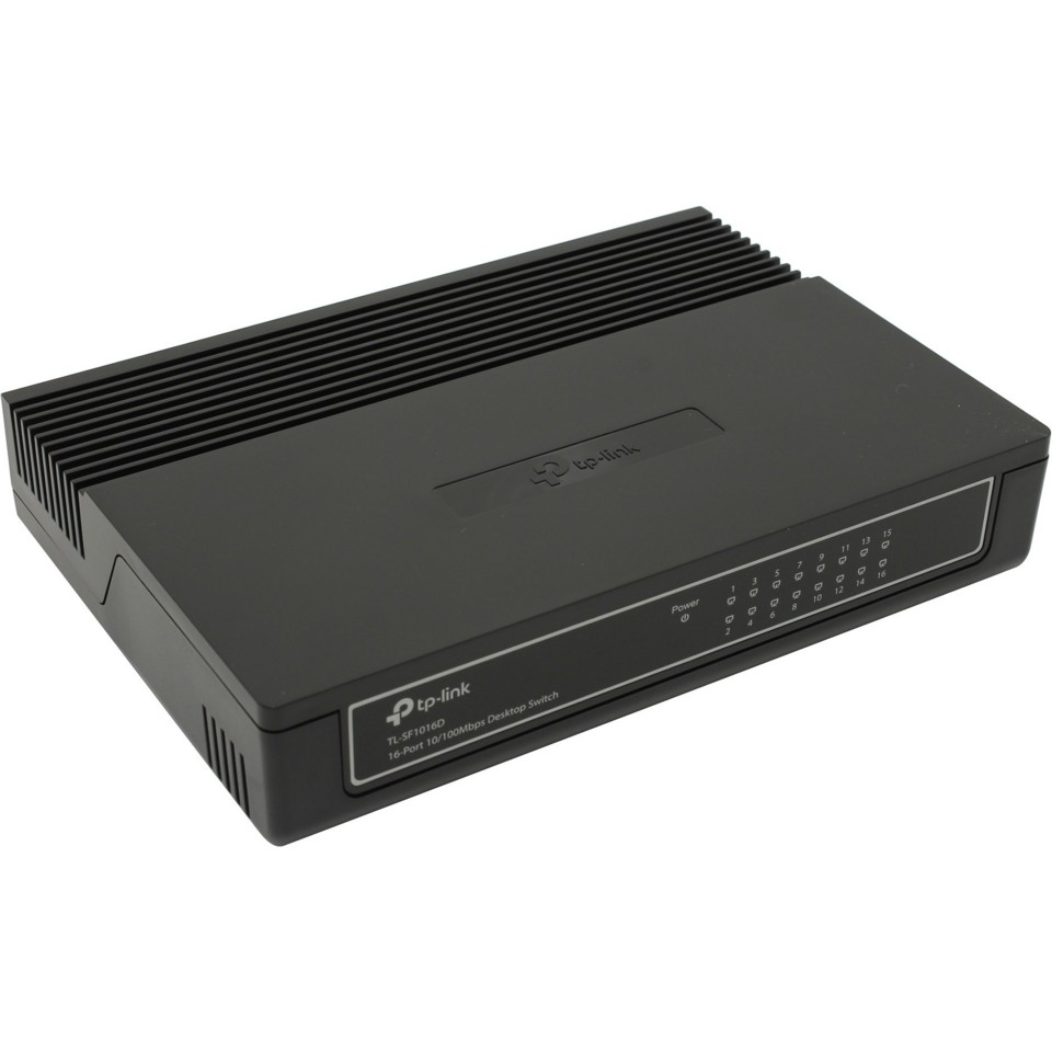 Коммутатор TP-LINK TL-SF1016D 16 портов (16х100Mbs, неуправляемый, настольный, L2, корпус-пластик) (TL-SF1016D)