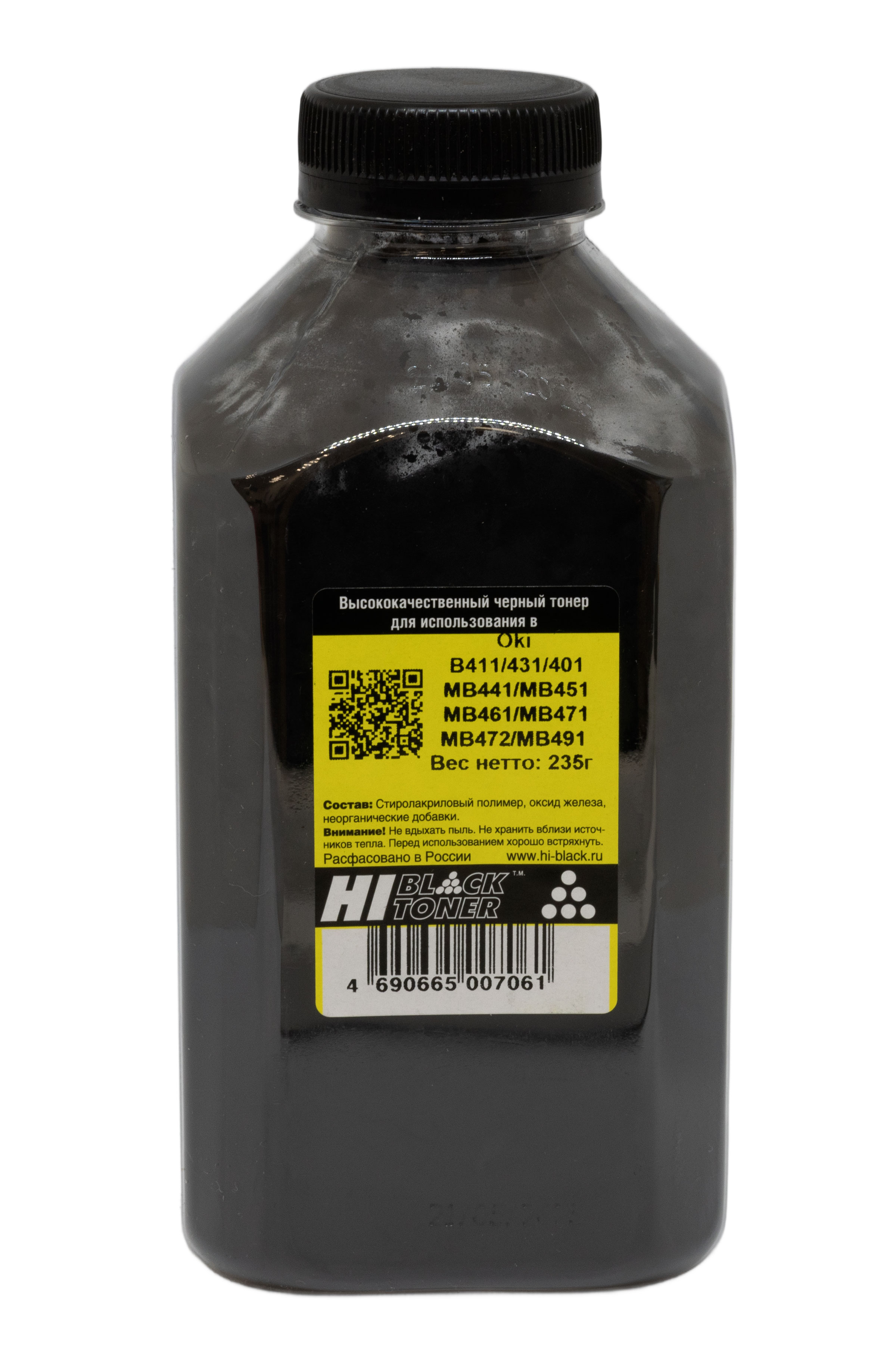 Тонер Hi-Black для Oki B411/431/401/MB441/MB451/MB461/MB471/MB472/MB491, Bk, 235 г, банка