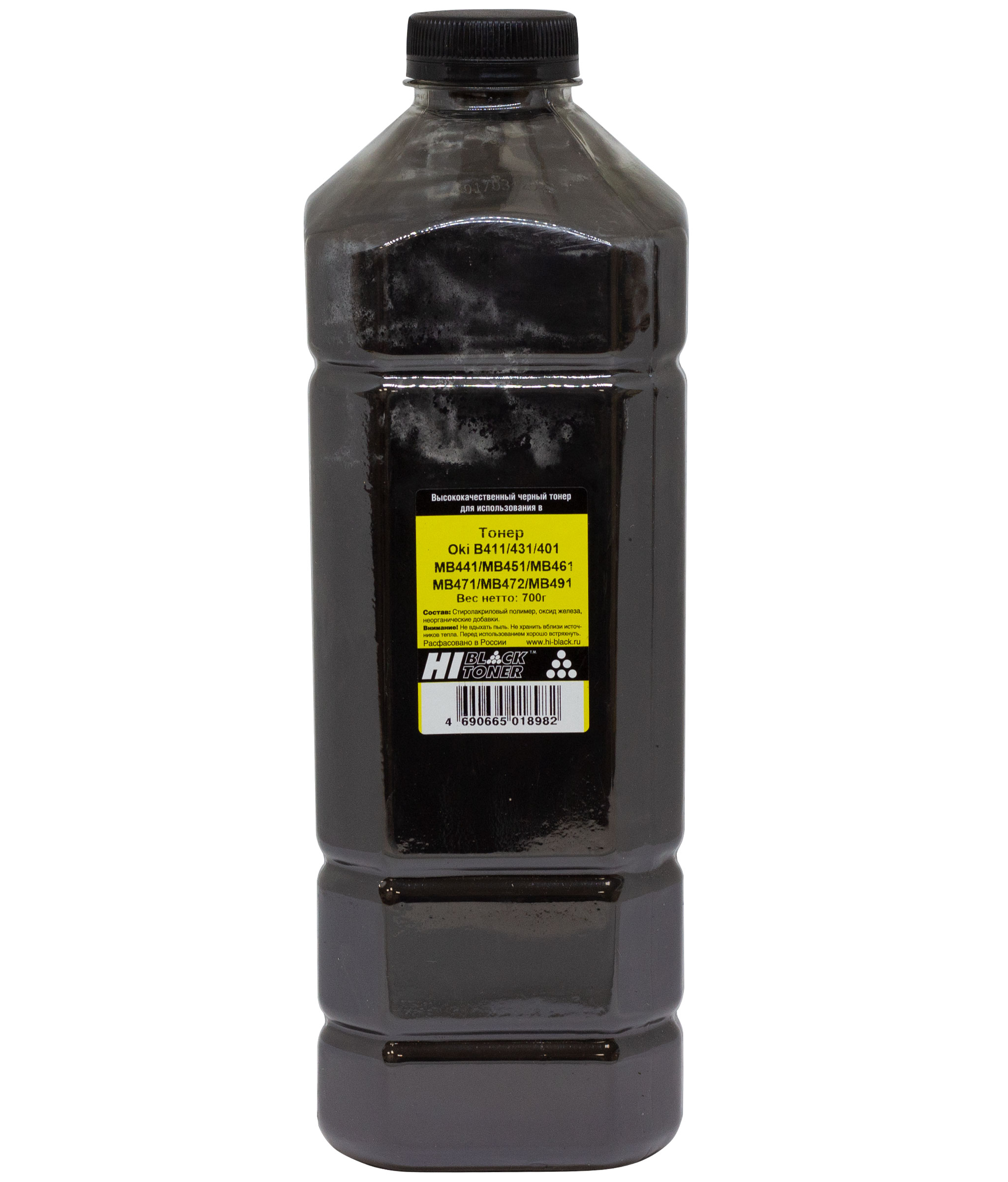 Тонер Hi-Black для Oki B411/431/401/MB441/MB451/MB461/MB471/MB472/MB491, Bk,700г, канистра