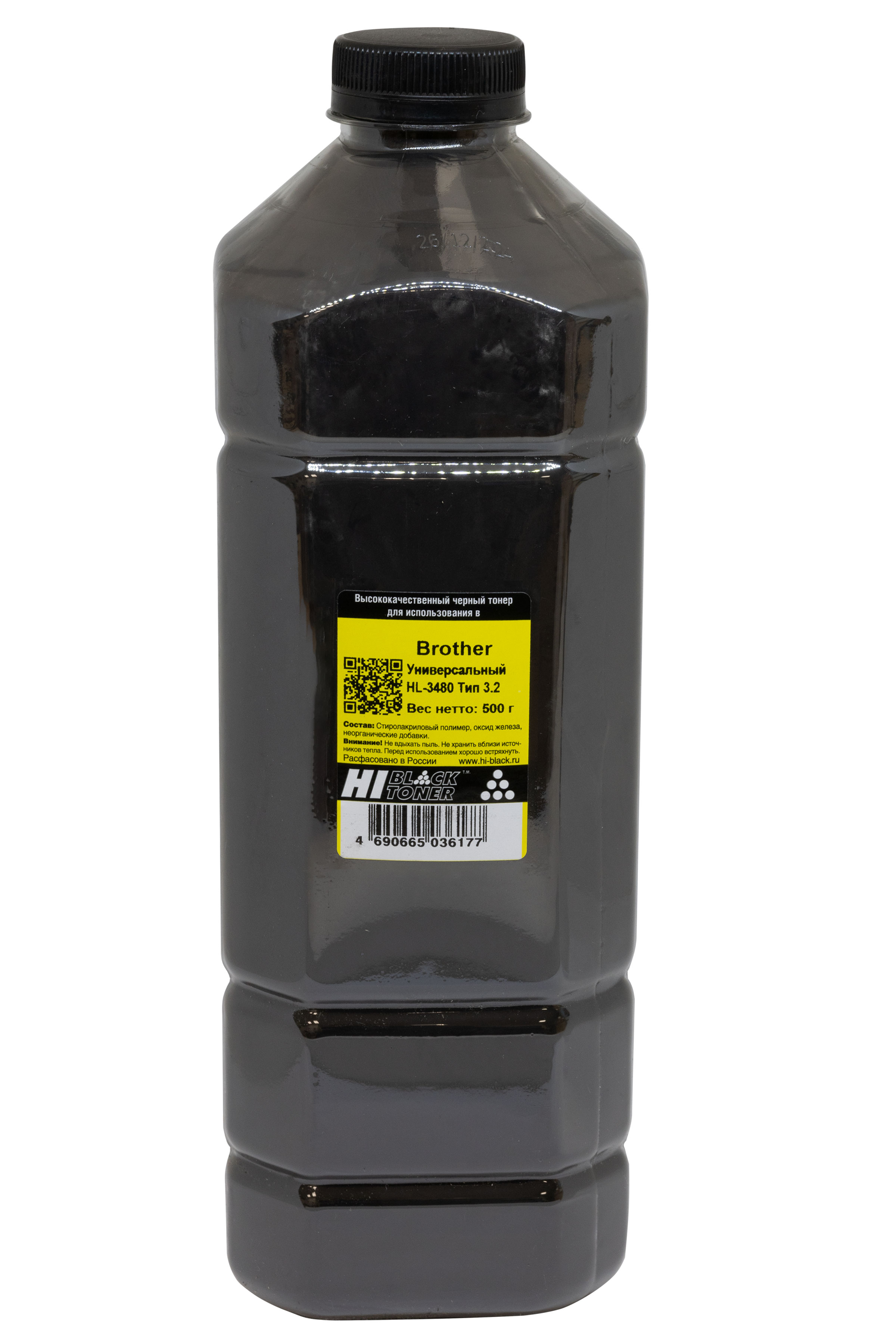 Тонер Hi-Black Универсальный для Brother TN-3480/TN-1075/TN-2235, Тип 3.2, Bk, 500 г, канистра