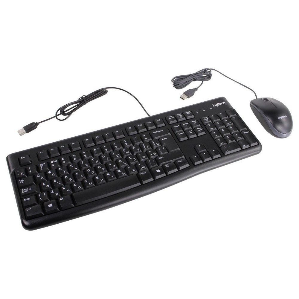 Комплект клавиатура+мышь проводной LOGITECH MK120 черный (USB, 1000dpi) (920-002561)