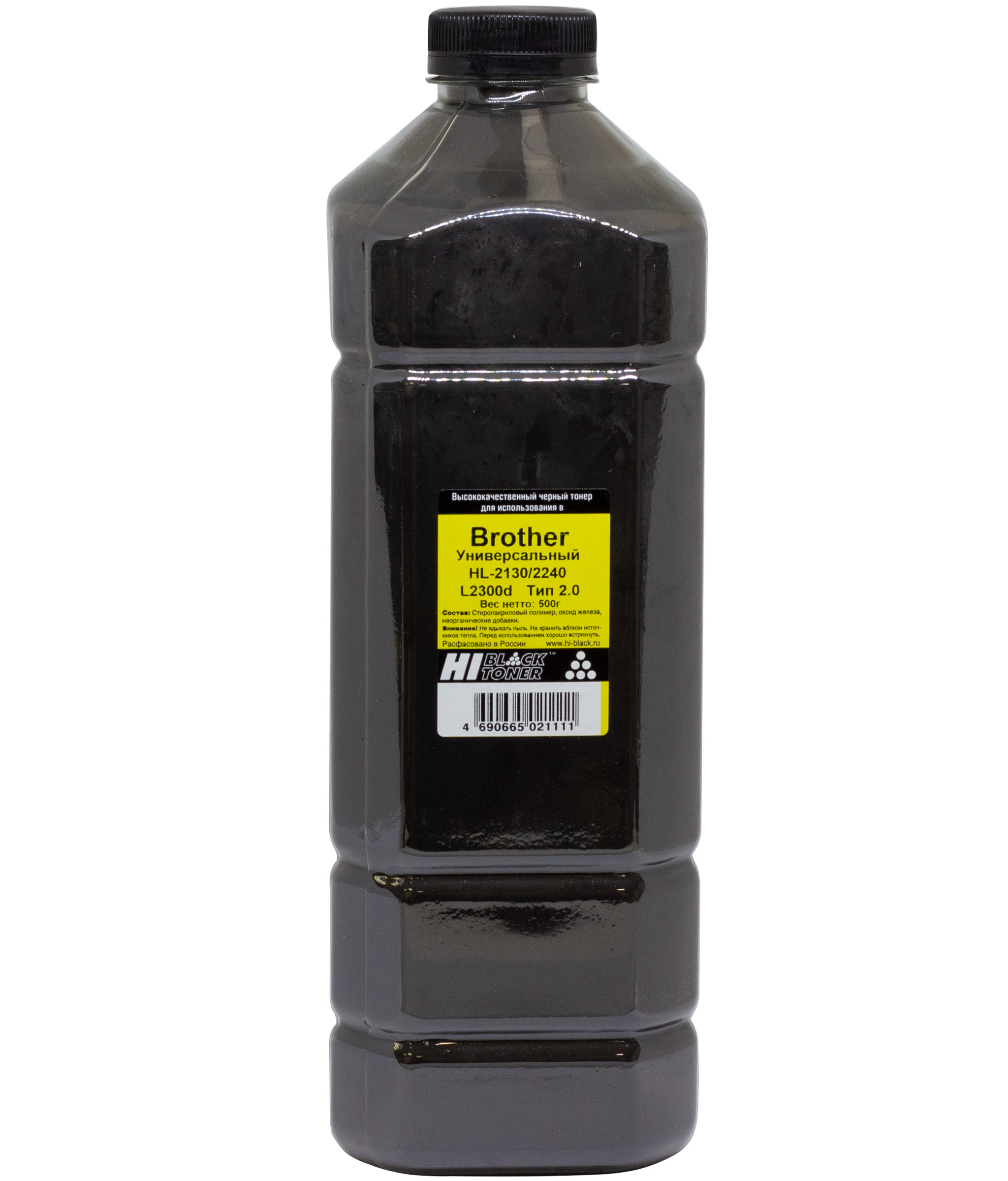 Тонер Hi-Black Универсальный для Brother HL-2130/2240/L2300d, Тип 2.0, Bk, 500 г, канистра