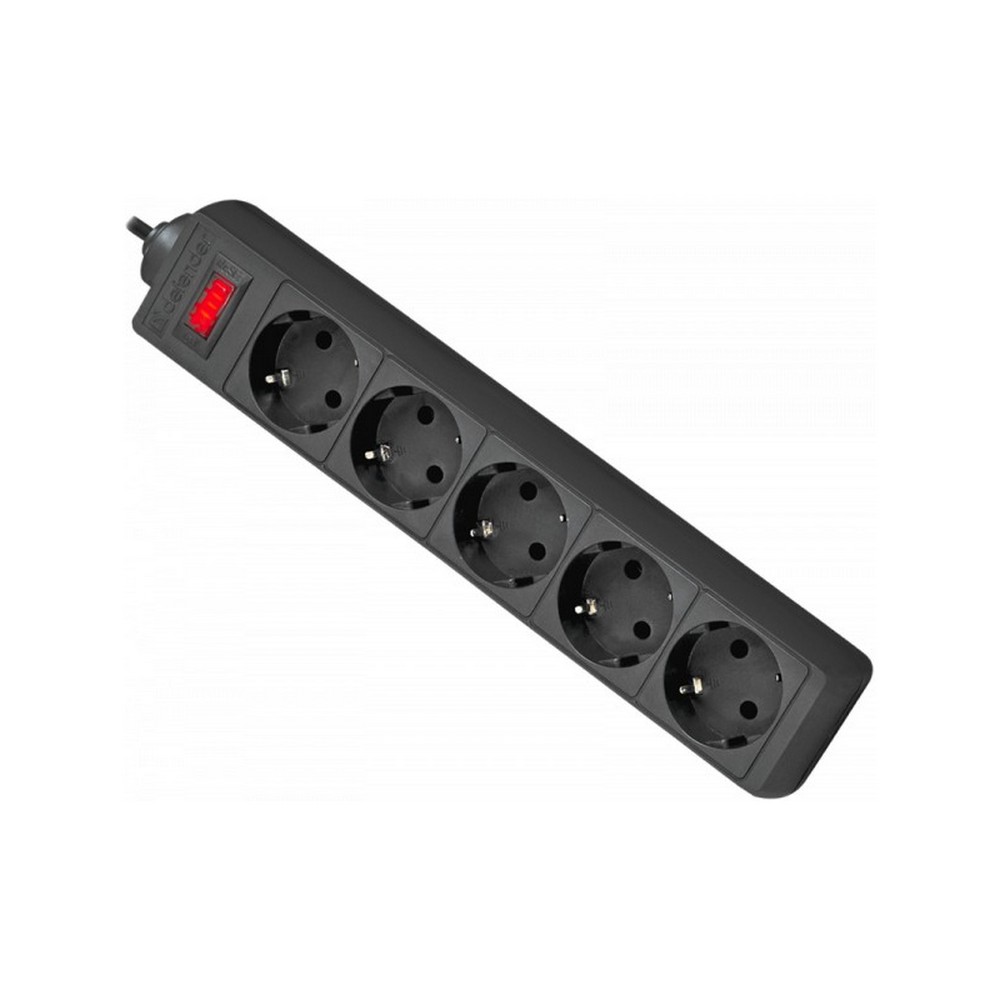 Сетевой фильтр DEFENDER ES 3 черный (3м, 5 розеток, 10А) (99485)