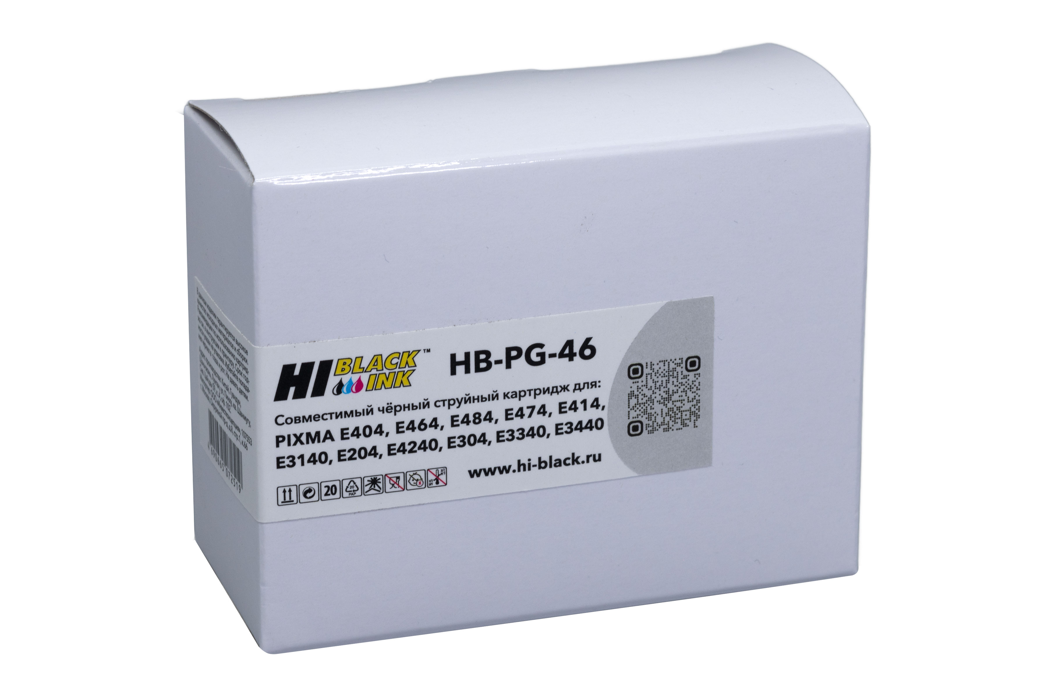 Картридж Hi-Black (HB-PG-46) для Canon PIXMA E404/E464/E484/E474/E414/E3140/E304, Bk