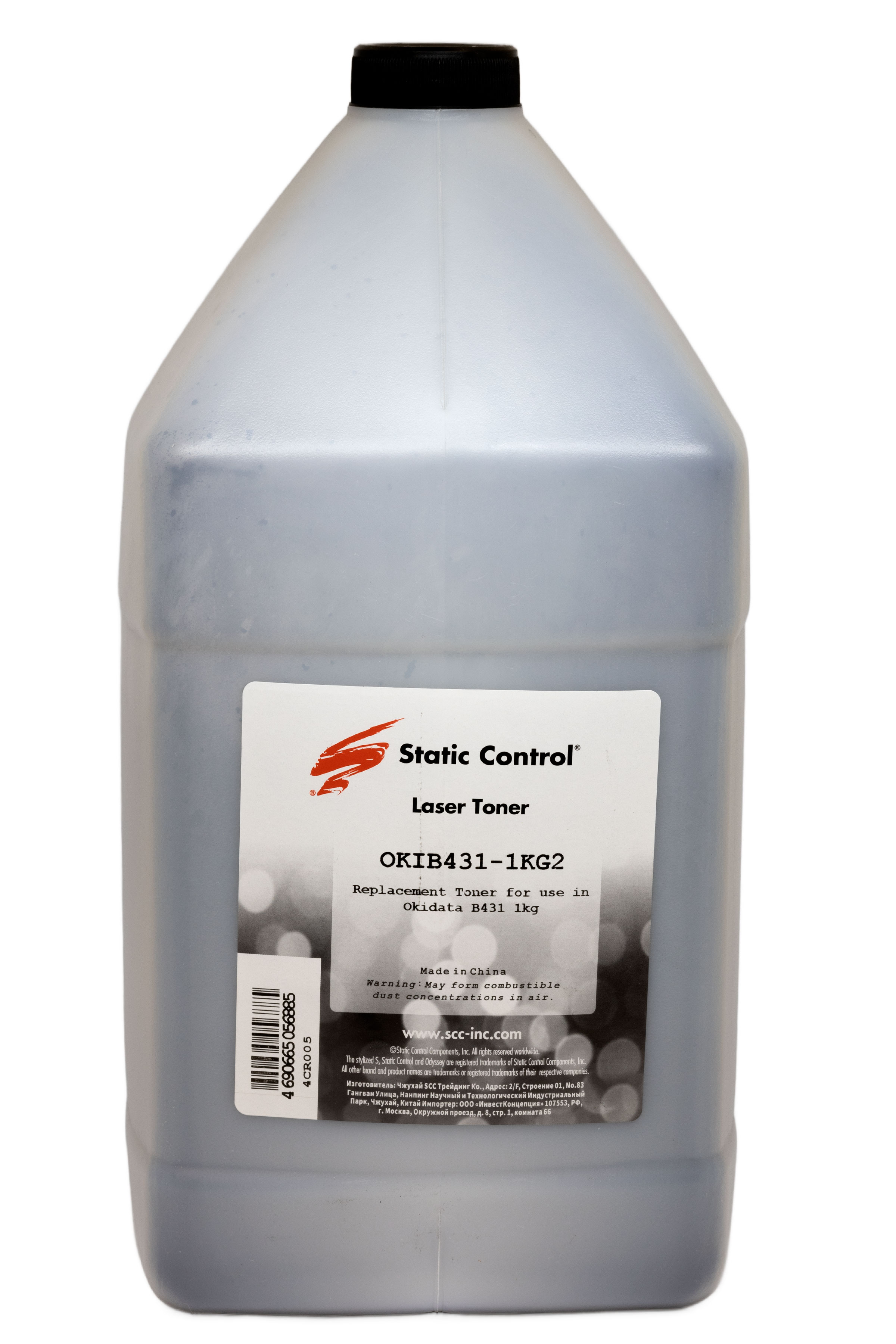 Тонер Static Control для Oki BB431/MB491, Bk, 1 кг, флакон