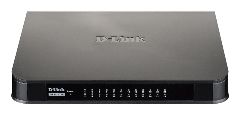 D-Link Неуправляемый коммутатор, 24x100Base-TX, корпус пластик