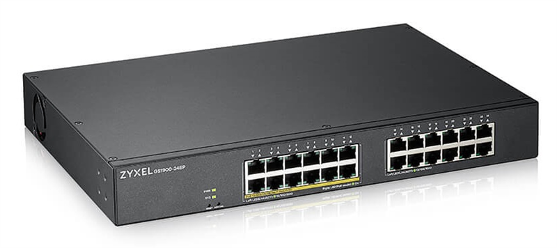 Smart L2 PoE+ Zyxel GS1900-24EP, rack 19", 24xGE (12xPoE+), бюджет PoE 130 Вт