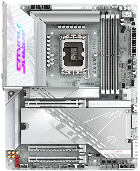 GIGABYTE Z890 AORUS PRO ICE, LGA1851, Z890, 4*DDR5, 4*SATA, 5*M.2, 4*USB 3.2, 4*USB 2.0, 2*Type-C, 3*PCIx16, 3*PCIx1,  ATX