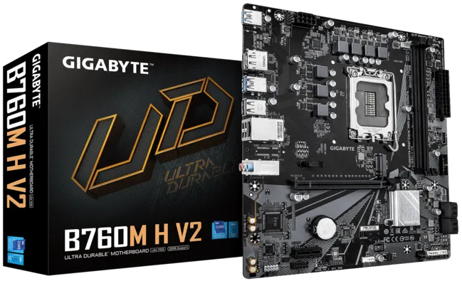 GIGABYTE B760M H V2, LGA1700, B760, 2*DDR5, 4*SATA, 2*M.2, 4*USB 3.2, 2*USB 2.0, 1*PCIx16, 2*PCIx1, D-Sub+HDMI, mATX