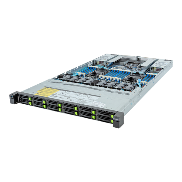 Gigabyte Server Platform R183-S96 / 1U / 2xIntel (Gen 4/5) / 2xHS / 32xDIMM / 12xSFF NVME/SAS/SATA / 2x1GbE / 2xOCP 3.0 / 2xFHHL / 2x1600W / Rails / 1Y (analog R183-S92)