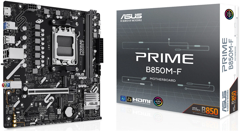 ASUS PRIME B850M-F, AM5, B850, 2*DDR5, 4*SATA, 2*M.2, 4*USB 3.2, 4*USB 2.0, 3*PCIx16, 2*PCIx1, DP+HDMI, mATX; 90MB1N90-M0EAY0