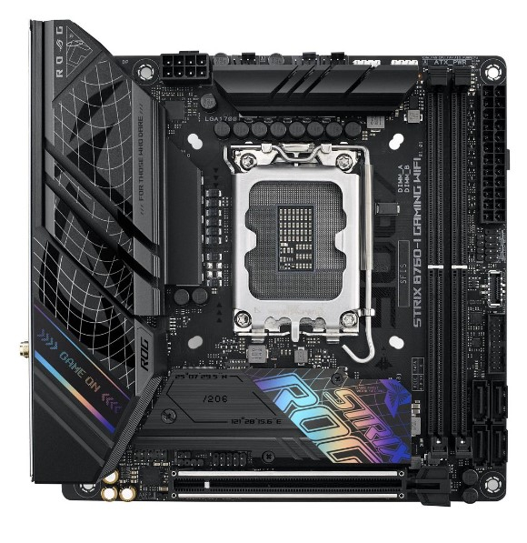 ASUS ROG STRIX B760-I GAMING WIFI, LGA1700, B760, 2*DDR5, 4*SATA, 2*M.2, 3*USB 3.2, 3*USB 2.0, Type-C, 1*PCIx16, DP+HDMI, mITX; 90MB1D90-M1EAY0