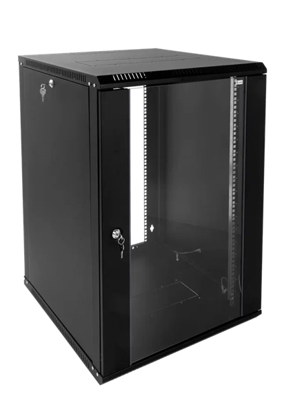 ЦМО Шкаф телекоммуникационный настенный разборный ЭКОНОМ 18U (600х350) дверь стекло, цвет черный