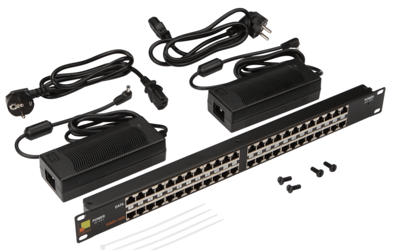 Панель POE 19, 24 порта, с двумя блоками питания 48V, 120W