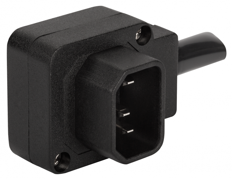 Вилка IEC 60320 C14, 10A, 250V, угловая, разборная, черная