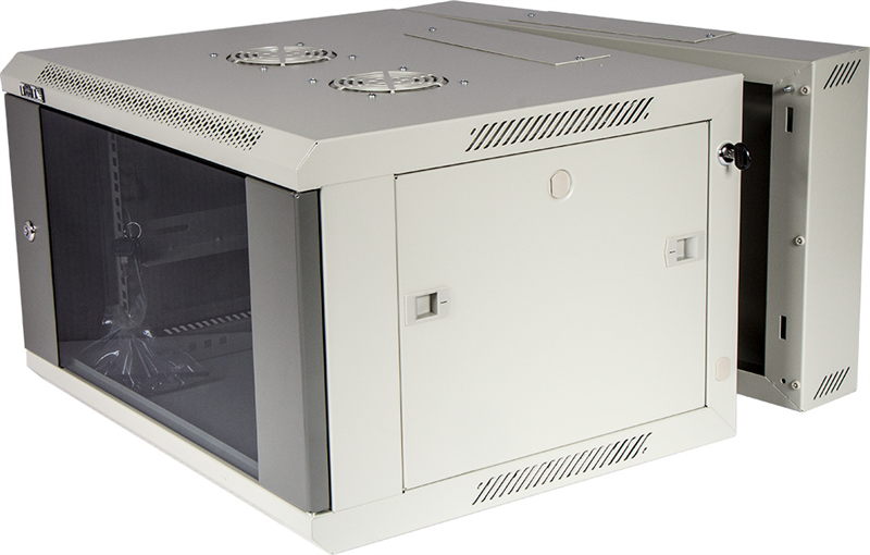 Шкаф настенный серии Pro, 3-секционный, 9U 600x600, стеклянная дверь