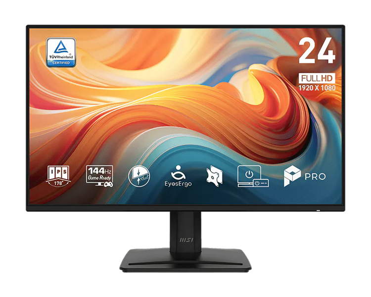 MSI PRO MP242 E14A 23.8" 16:9 FHD(1920x1080) IPS Flat,4ms(GTG),1500:1,100M:1,300nits,HDMI,DP,VGA(D-Sub),Speaker,Tilt,,VESA,144Hz,Black,1y war-ty