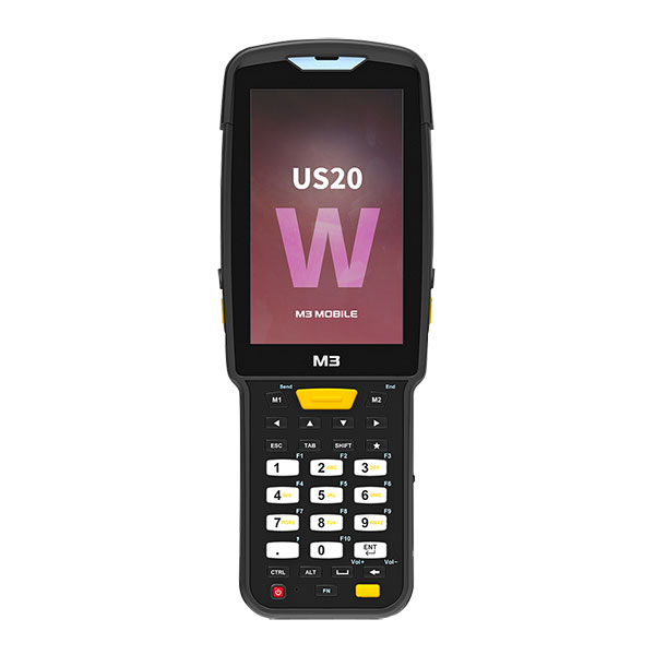 M3 Mobile US20W Android 10.0 GMS, WVGA, 802.11 a/b/g/n/ac, SE4850 Long Range, BT, GPS, NFC(HF), 4G/64G, 30-Key, Ext Bat incl & Bullet Proof Film, Hand Strap. Req CRD&PWR